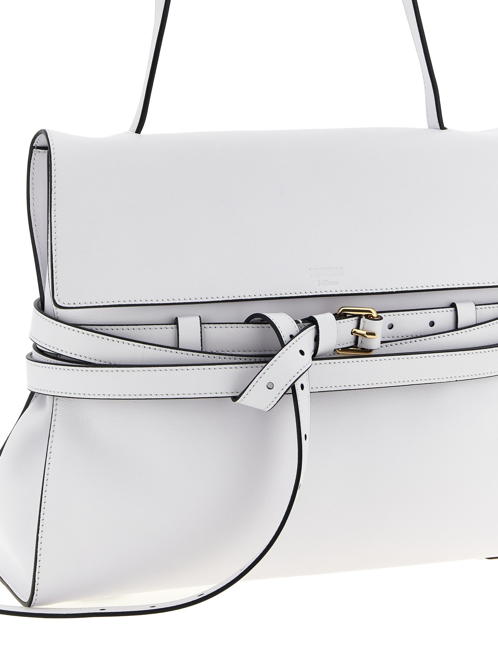 Elevate your style with the Moschino White Napa Leather Shoulder Bag, a testament to Italian craftsmanship and timeless elegance, perfect for any sophisticated occasion.