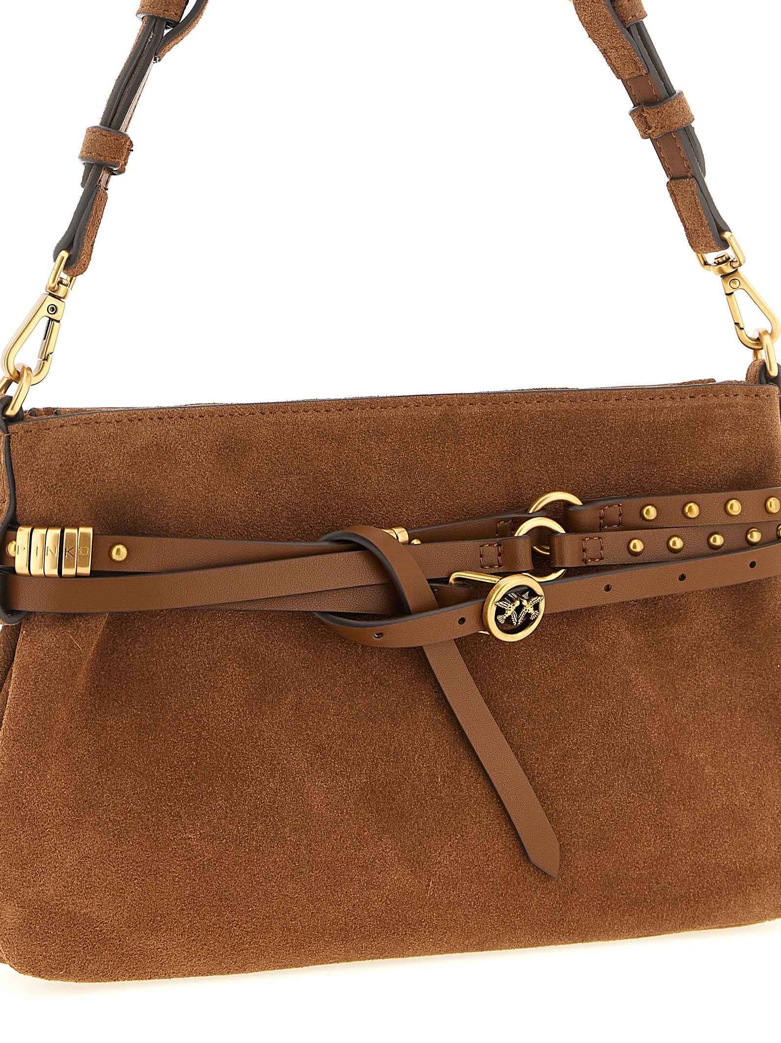 Discover the PINKO Brown Lamb Leather Shoulder Bag, a masterpiece of artisanal elegance crafted from luxurious lamb leather, perfect for elevating your style.