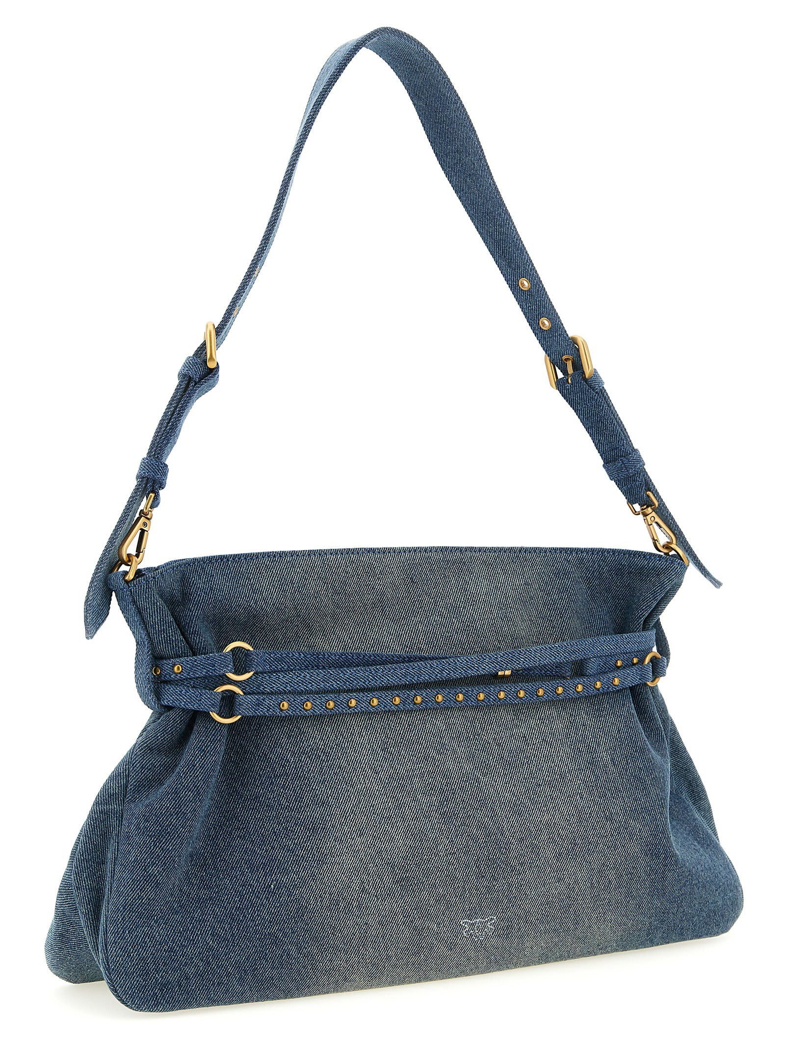 Discover the PINKO Blue Cotton Shoulder Bag, an artisanal luxury accessory crafted from exquisite denim, embodying elegance and versatility for the discerning individual.