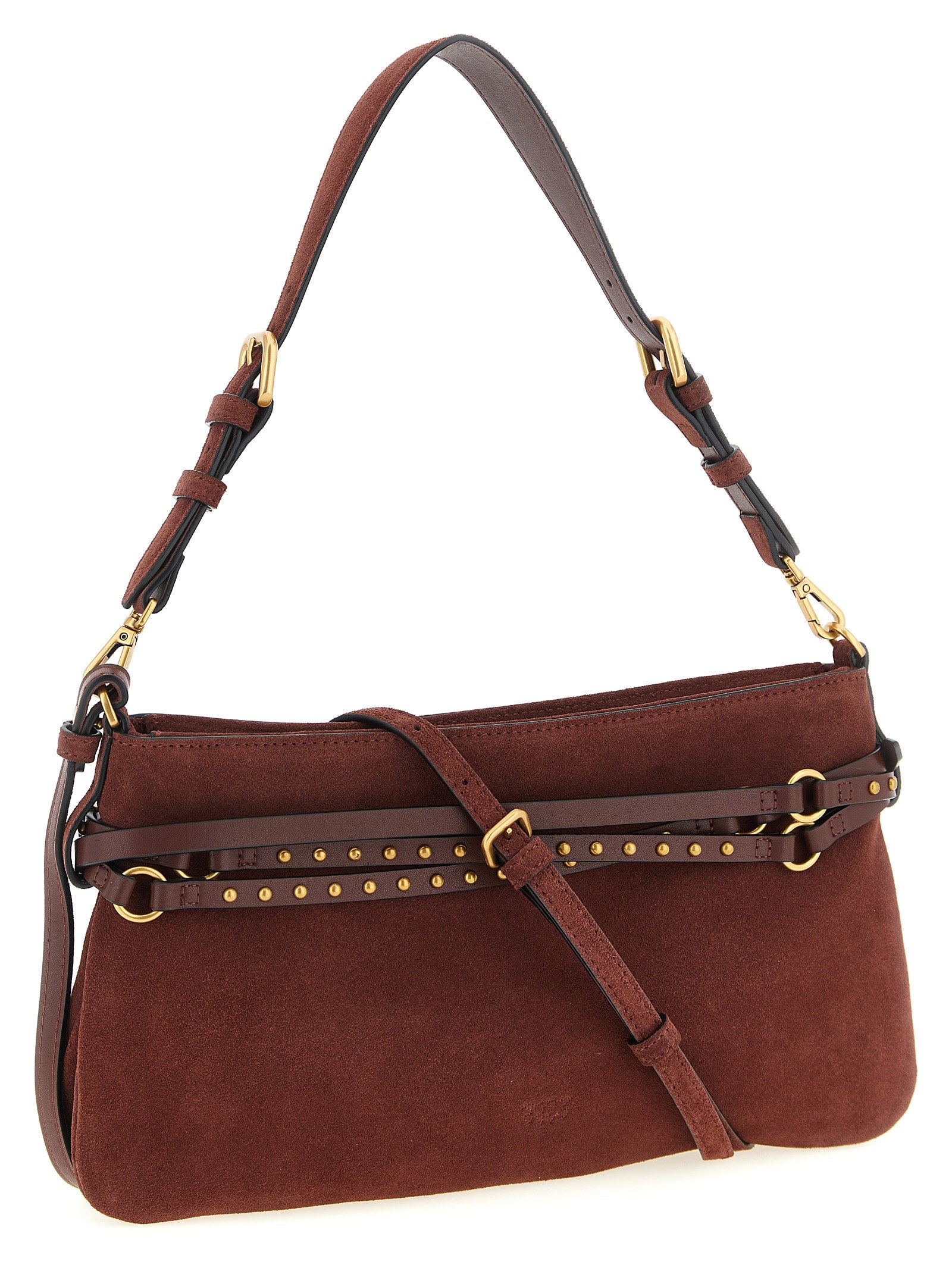 Indulge in the PINKO Bordeaux Cowhide Shoulder Bag, a masterpiece of artisanal design crafted from premium leather, embodying timeless elegance and sophistication.