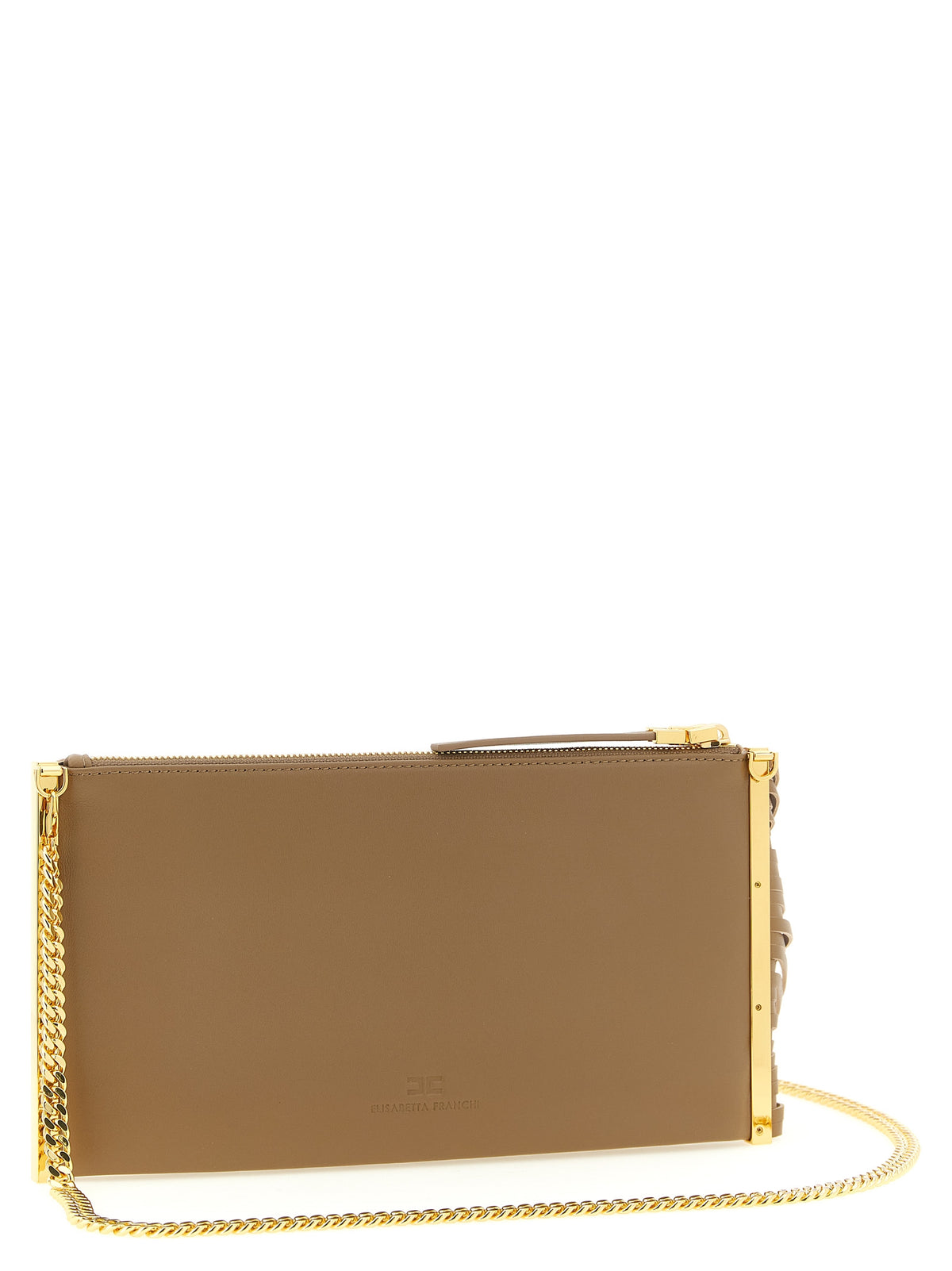 Elisabetta Franchi Beige Leather Clutch Bag - Timeless Luxury