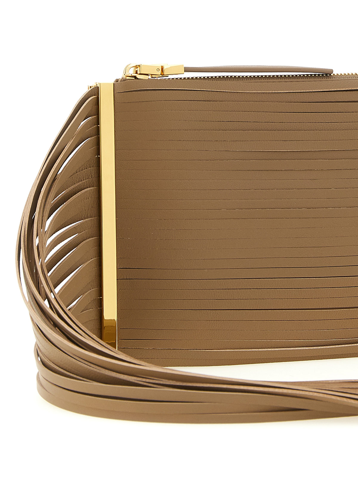 Elisabetta Franchi Beige Leather Clutch Bag - Artisanal Luxury