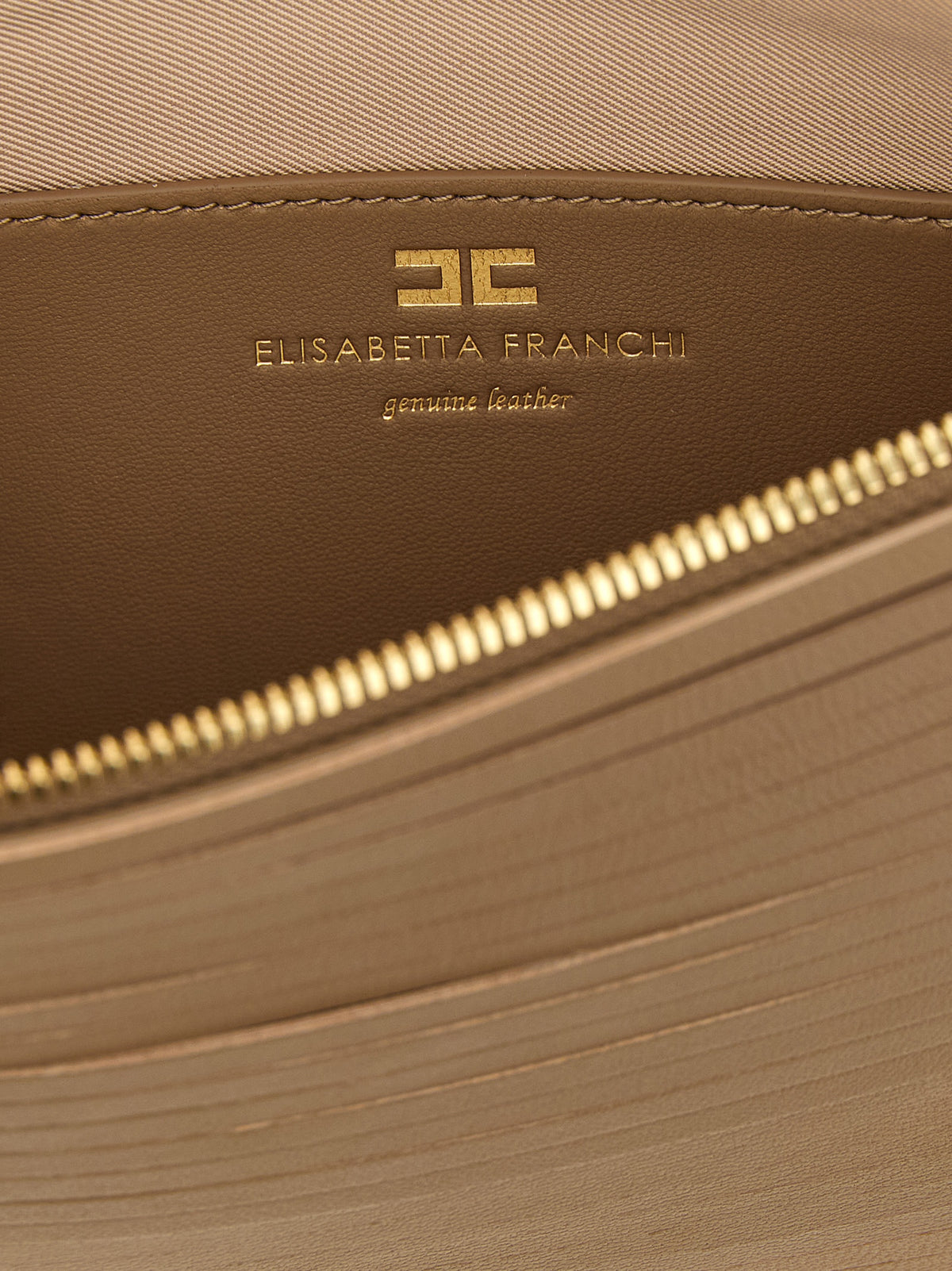 Elisabetta Franchi Beige Leather Clutch Bag - Artisanal Luxury