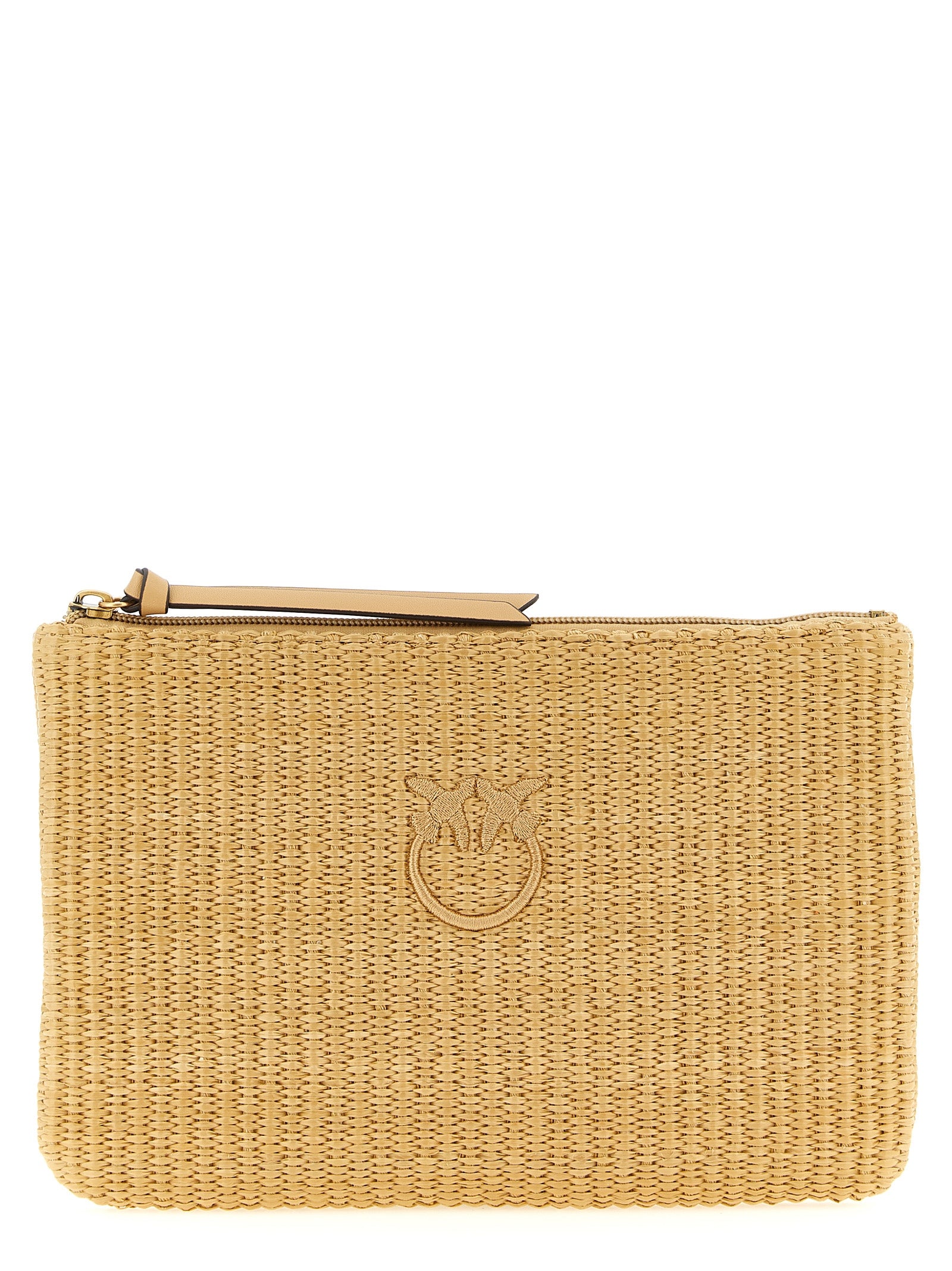 Discover the PINKO Beige Polypropylene Clutch Bag, a handcrafted masterpiece adorned with exquisite embroidery, perfect for elevating any sophisticated ensemble.
