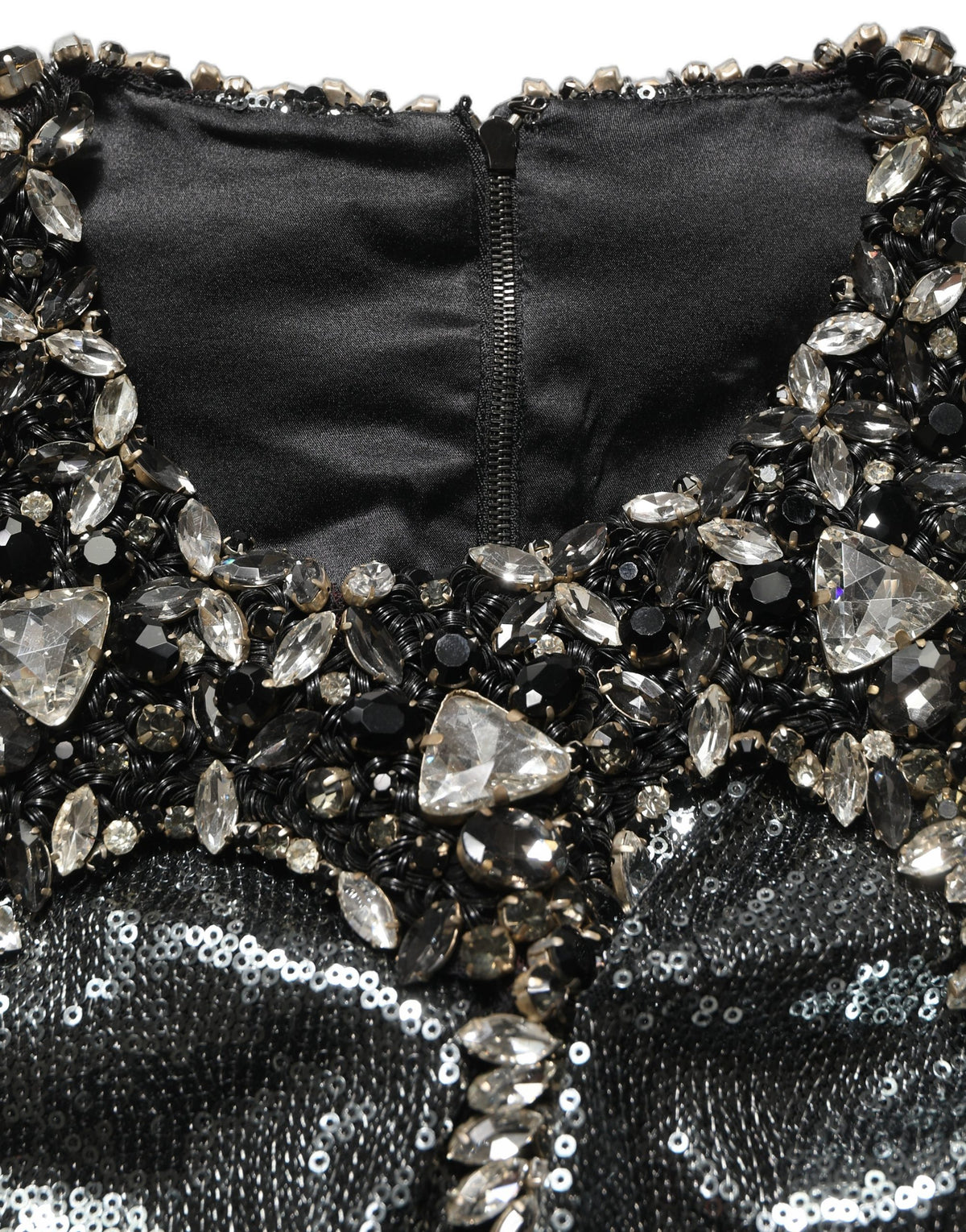 Dolce & Gabbana Metallic Gray Sequin Blouse - Exquisite Luxury