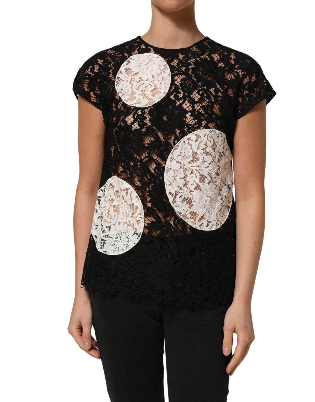 Dolce & Gabbana Black Floral Lace Blouse - Timeless Elegance