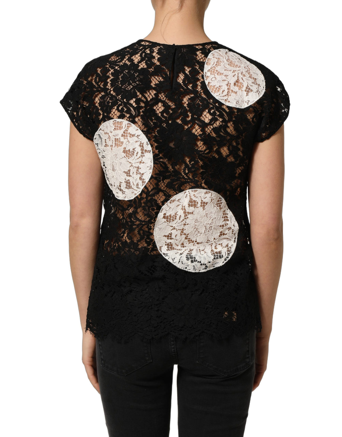 Dolce & Gabbana Black Floral Lace Blouse - Timeless Elegance
