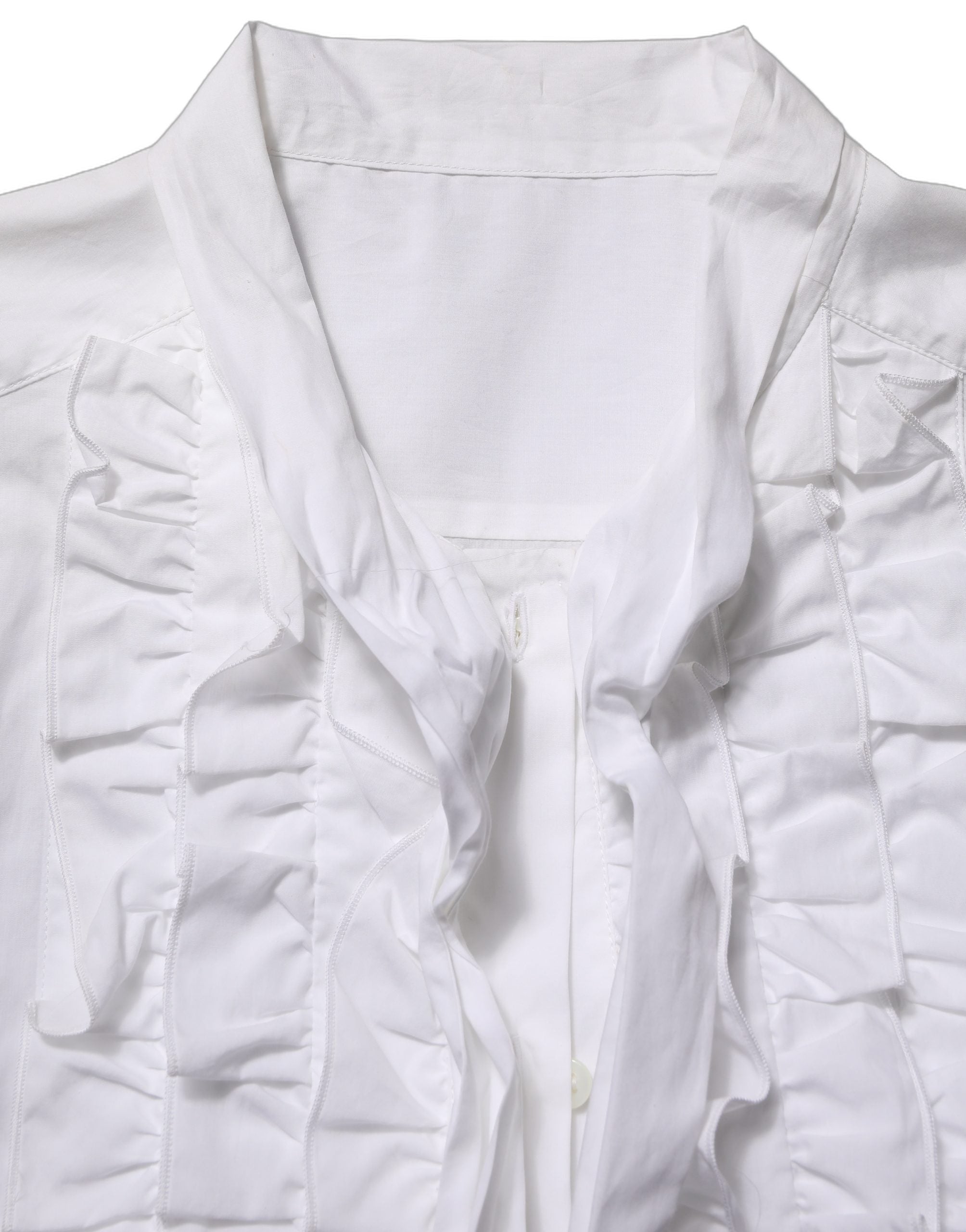 Dolce & Gabbana White Ruffled Blouse - Artisanal Luxury Fashion