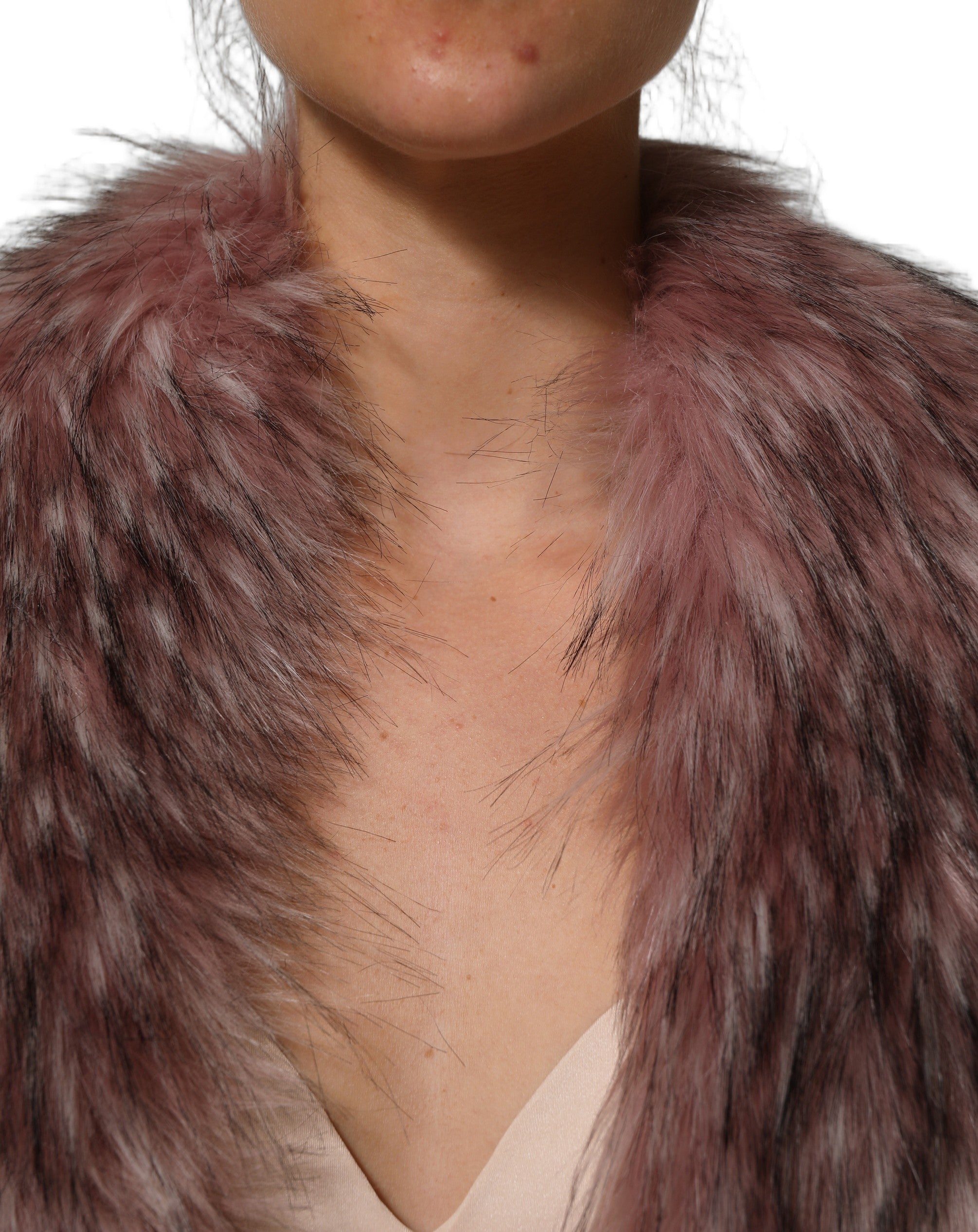 Dolce & Gabbana Pink Faux Fur Knit Shrug - Artisanal Luxury