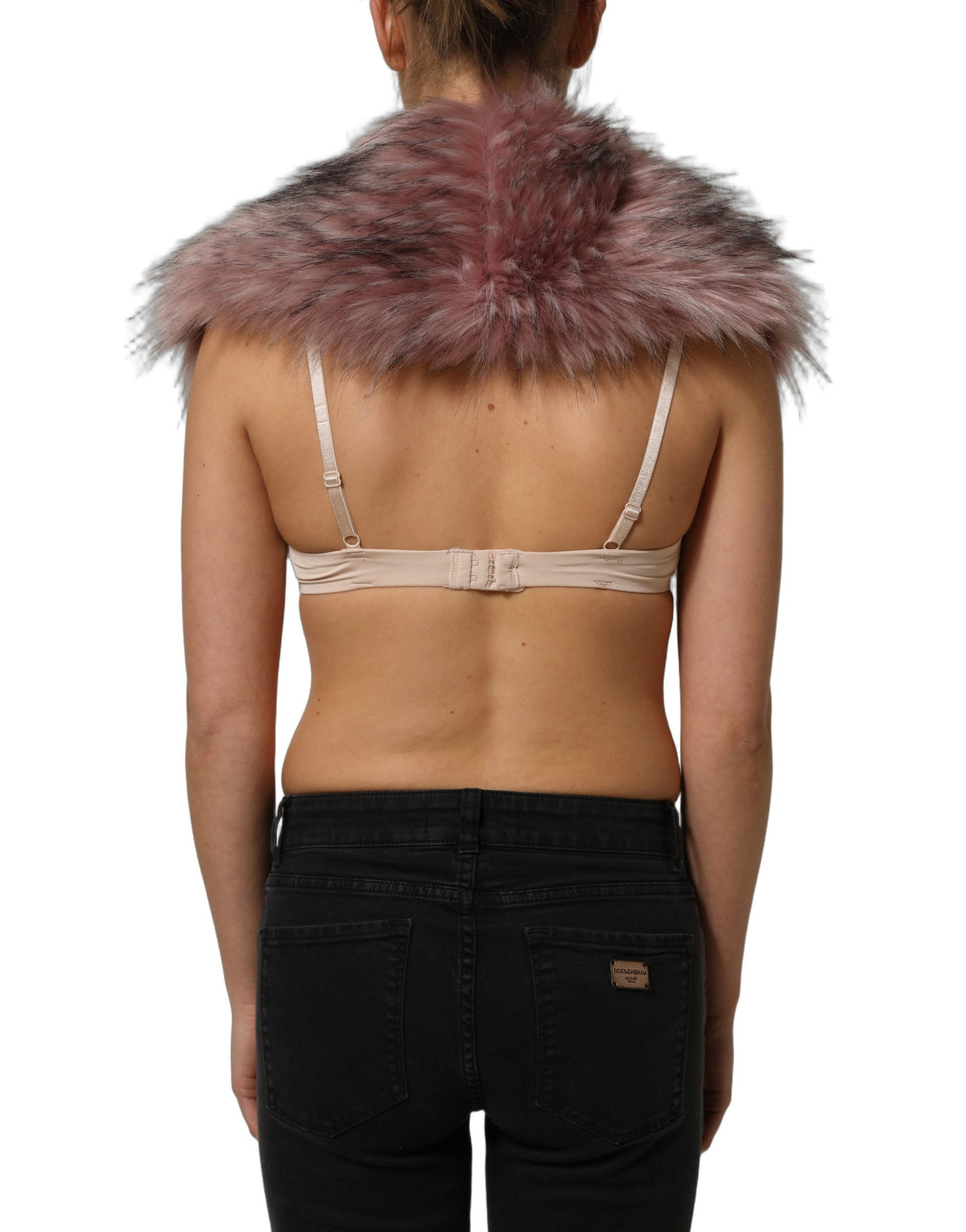 Dolce & Gabbana Pink Faux Fur Knit Shrug - Artisanal Luxury