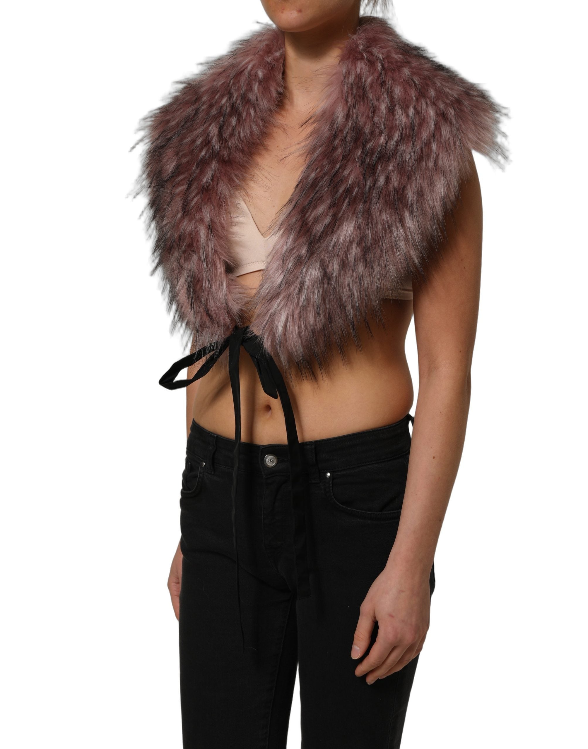 Dolce & Gabbana Pink Faux Fur Knit Shrug – Artisanal Luxury