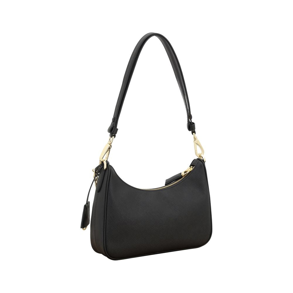 Elevate your elegance with the Prada Black Calf Leather Bos Taurus Shoulder Bag, a luxurious blend of artisanal craftsmanship and timeless design for the discerning connoisseur.