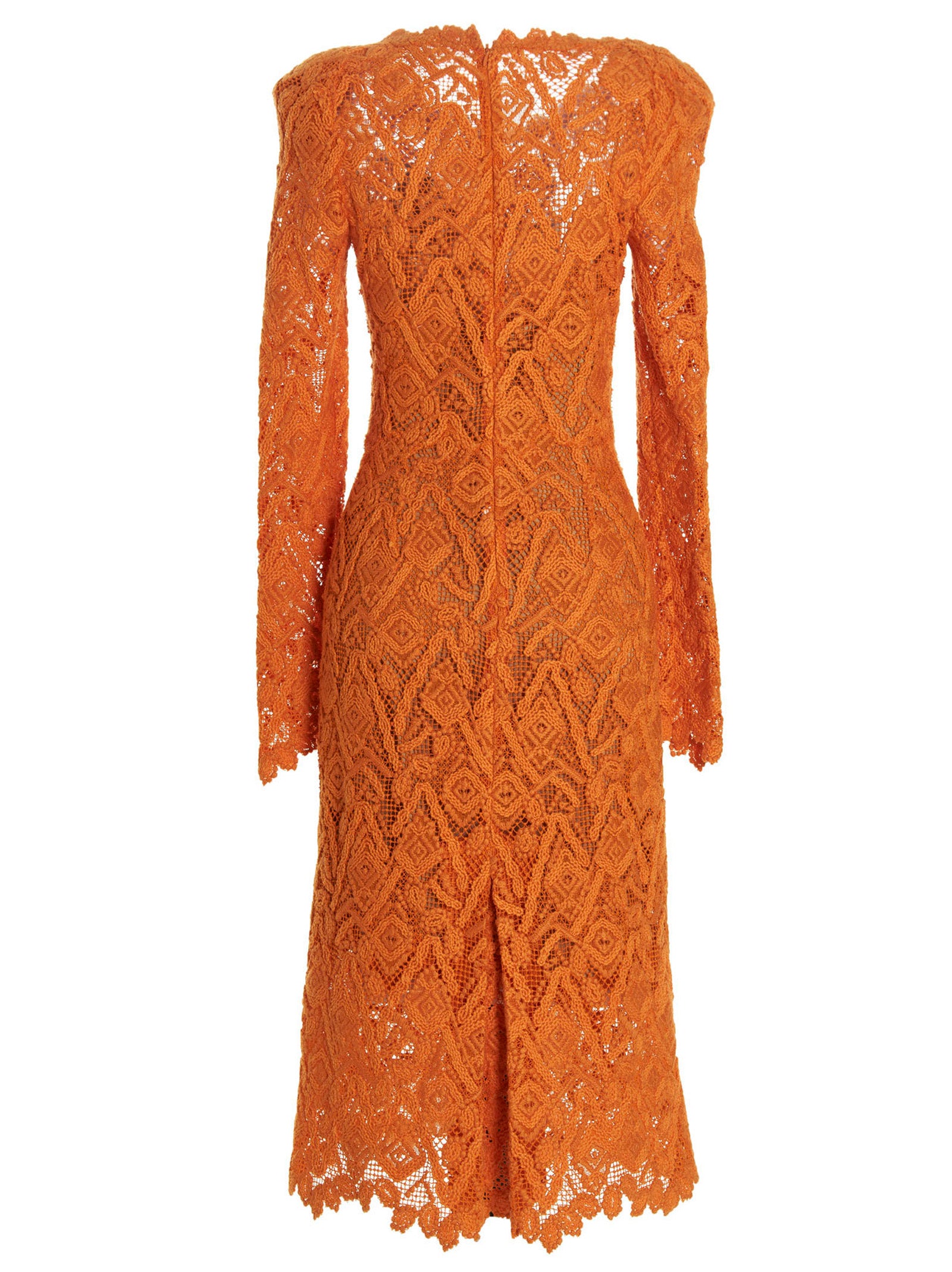 Discover the Ermanno Scervino Orange Wool Midi Dress, a luxurious blend of elegance and artistry, perfect for those who embrace sophistication and allure.