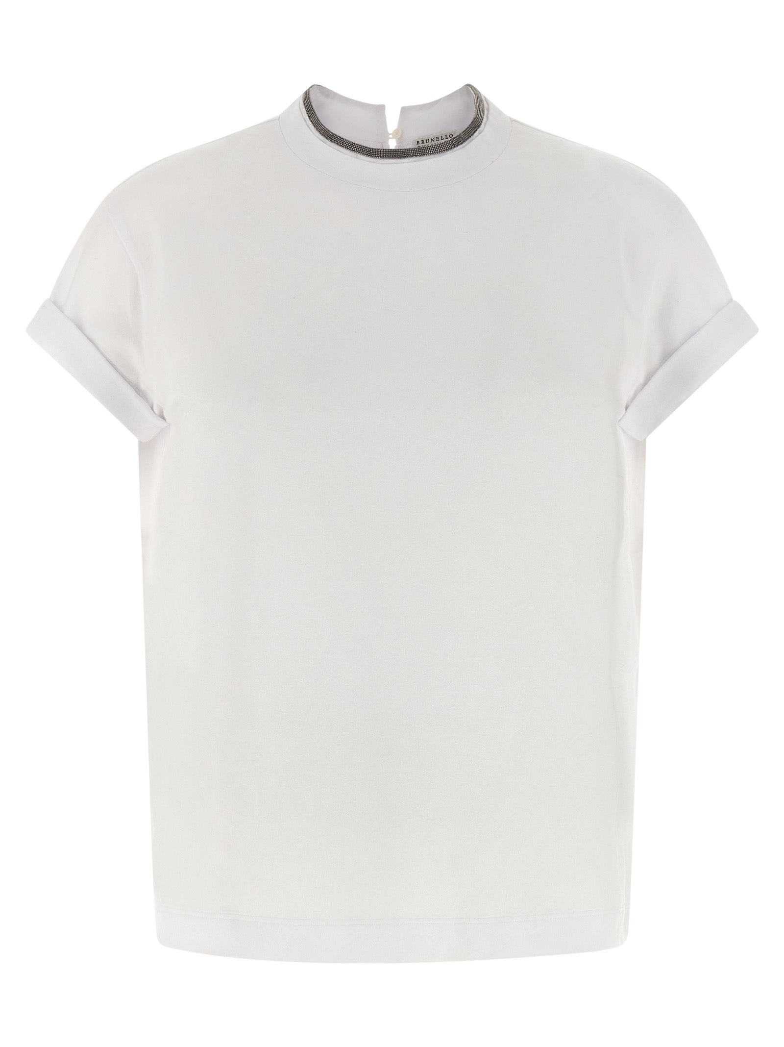 Brunello Cucinelli White Cotton T-Shirt - Luxurious Couture Elegance