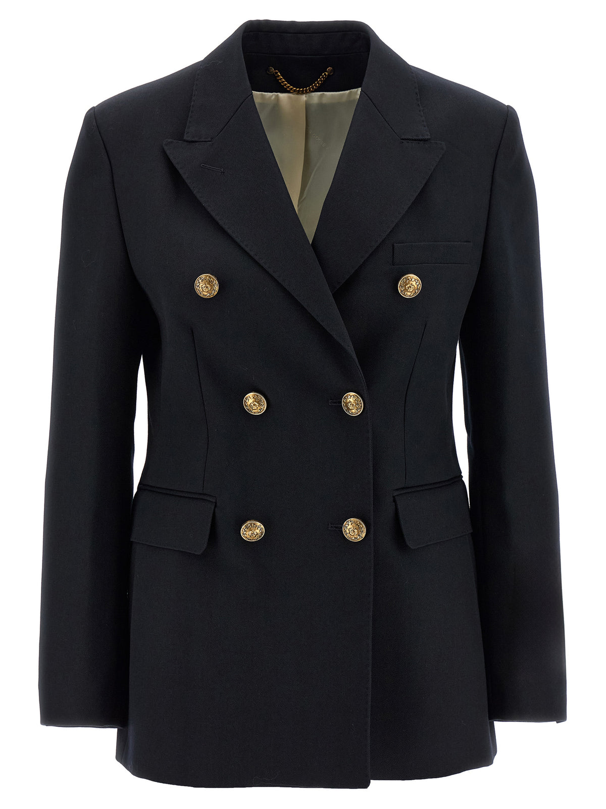 Elevate your wardrobe with the Golden Goose Diva Blazer, a luxurious blend of virgin wool and polyester, embodying timeless elegance and sophisticated craftsmanship.