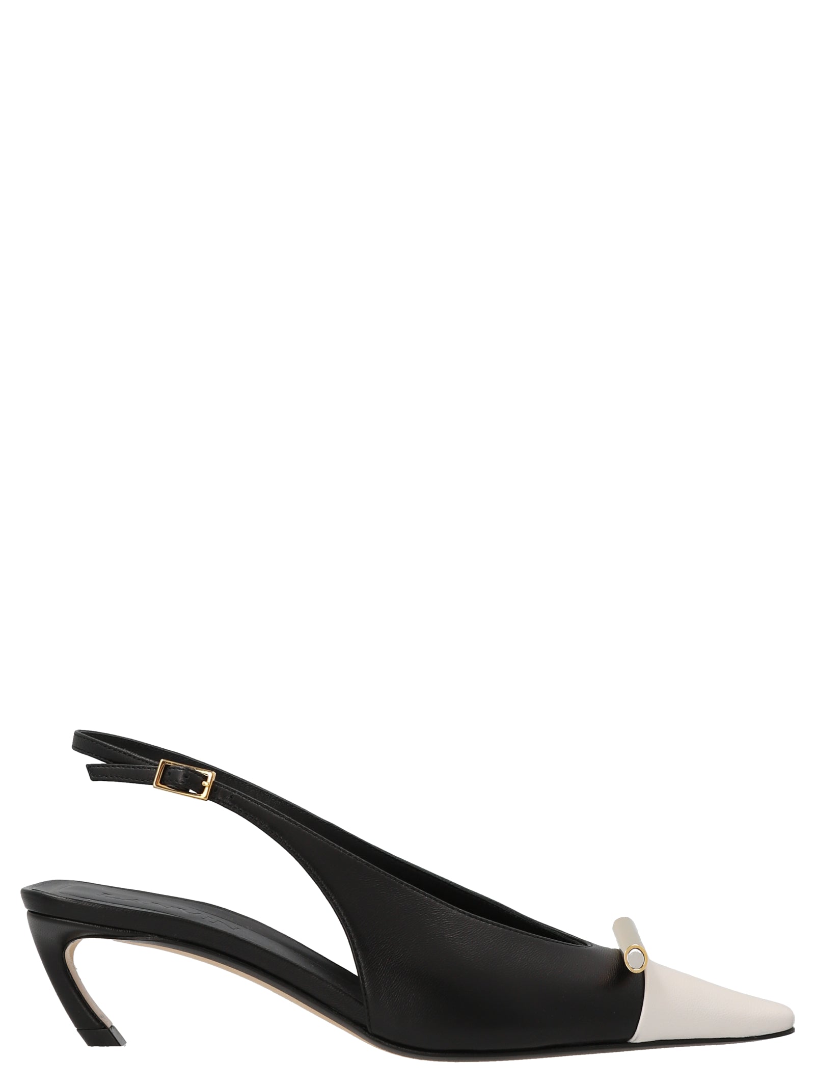 Elevate your elegance with Lanvin Bicolor Goatskin Mid Heel Pumps, where artisanal craftsmanship meets luxurious goat leather for a timeless statement of sophistication.