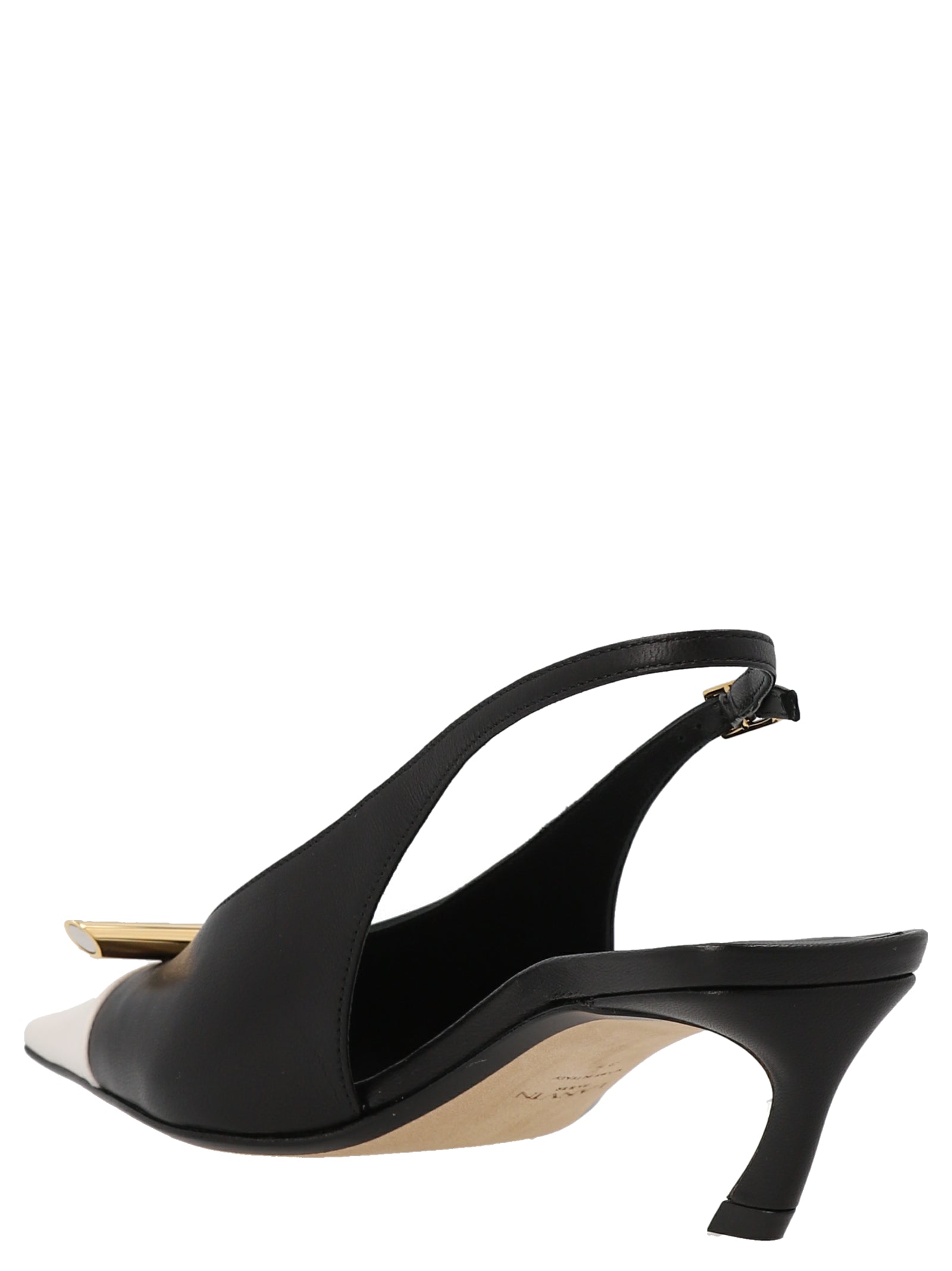Experience the exquisite artistry of Lanvin Bicolor Goatskin Mid Heel Pumps, crafted from luxurious goat leather, embodying timeless elegance and sophisticated allure.