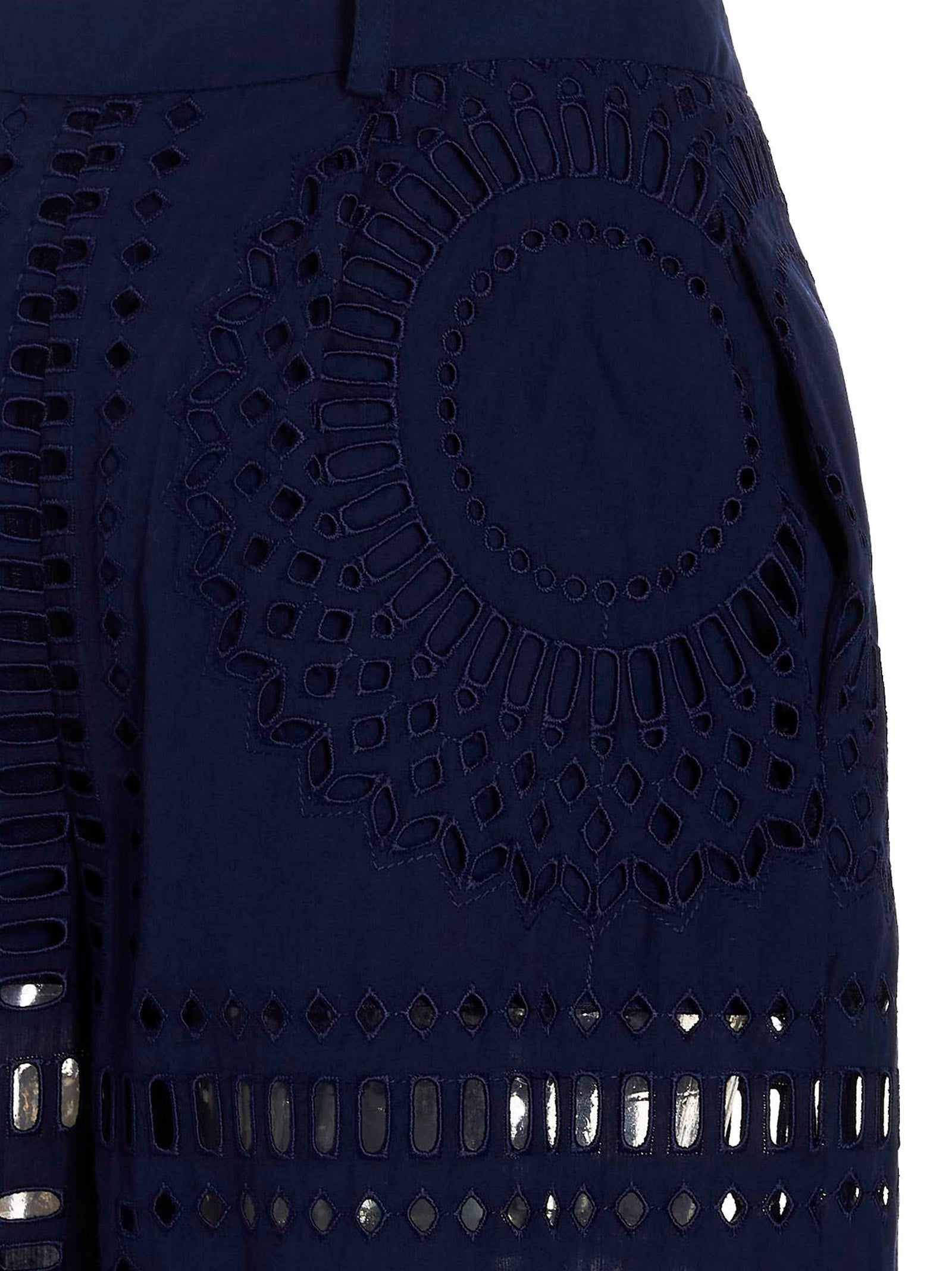 Alberta Ferretti Blue Cotton Casual Pants - Exquisite Couture