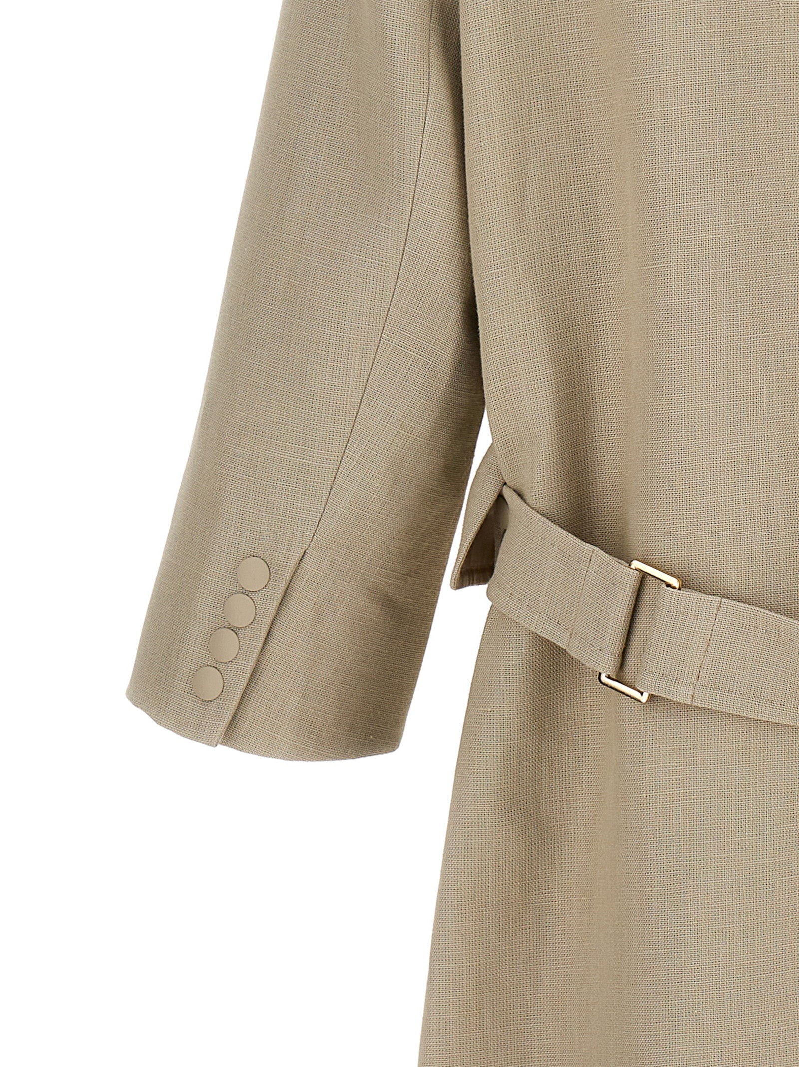 Elevate your style with the Max Mara Beige Linen Coat, a masterpiece of artisanal sophistication crafted from 100% linen, perfect for any occasion.