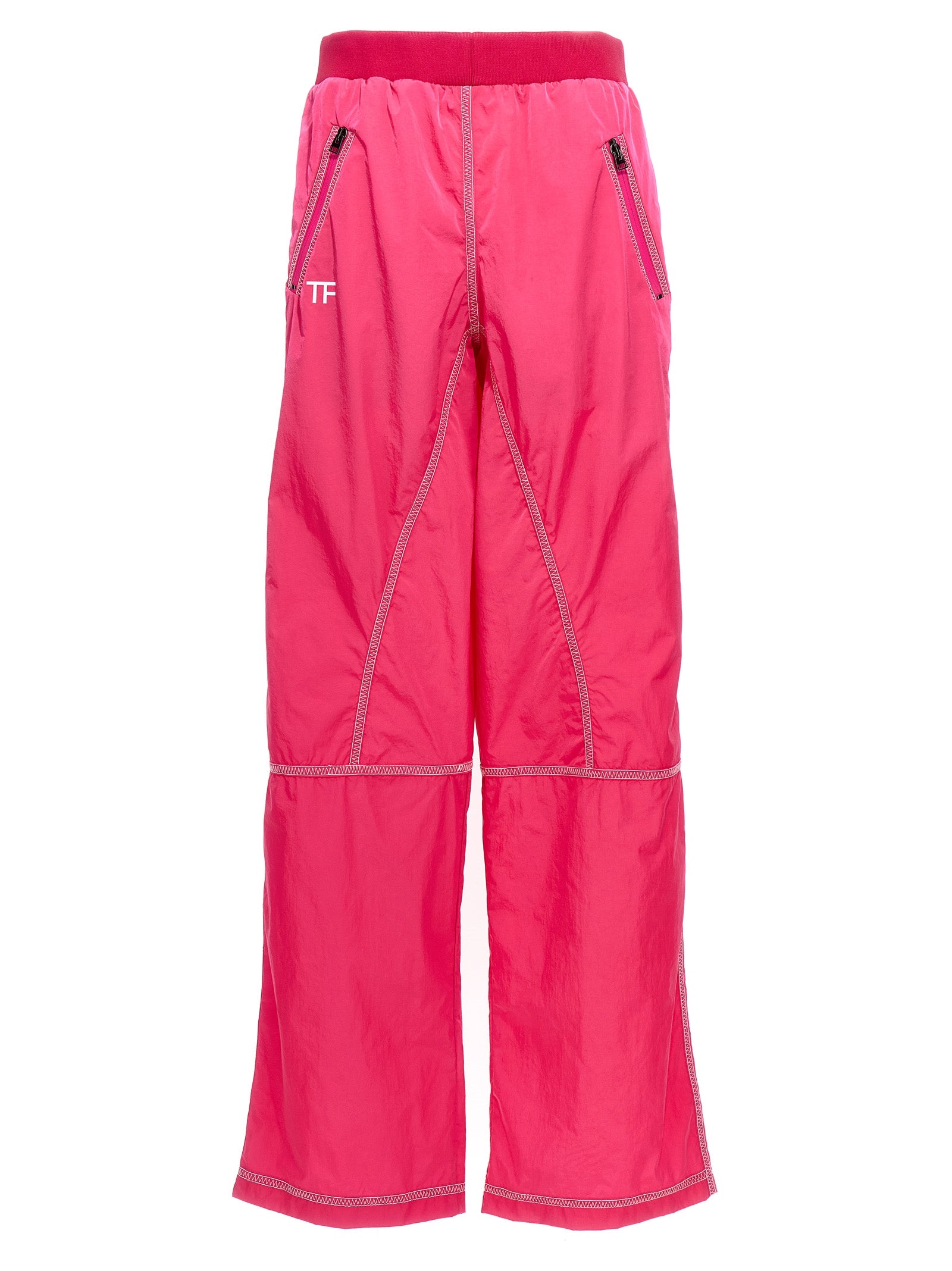 Elevate your wardrobe with Tom Ford's Fuchsia Polyamide Athletic Pants, where exquisite Italian craftsmanship meets bold luxury for the discerning individual.