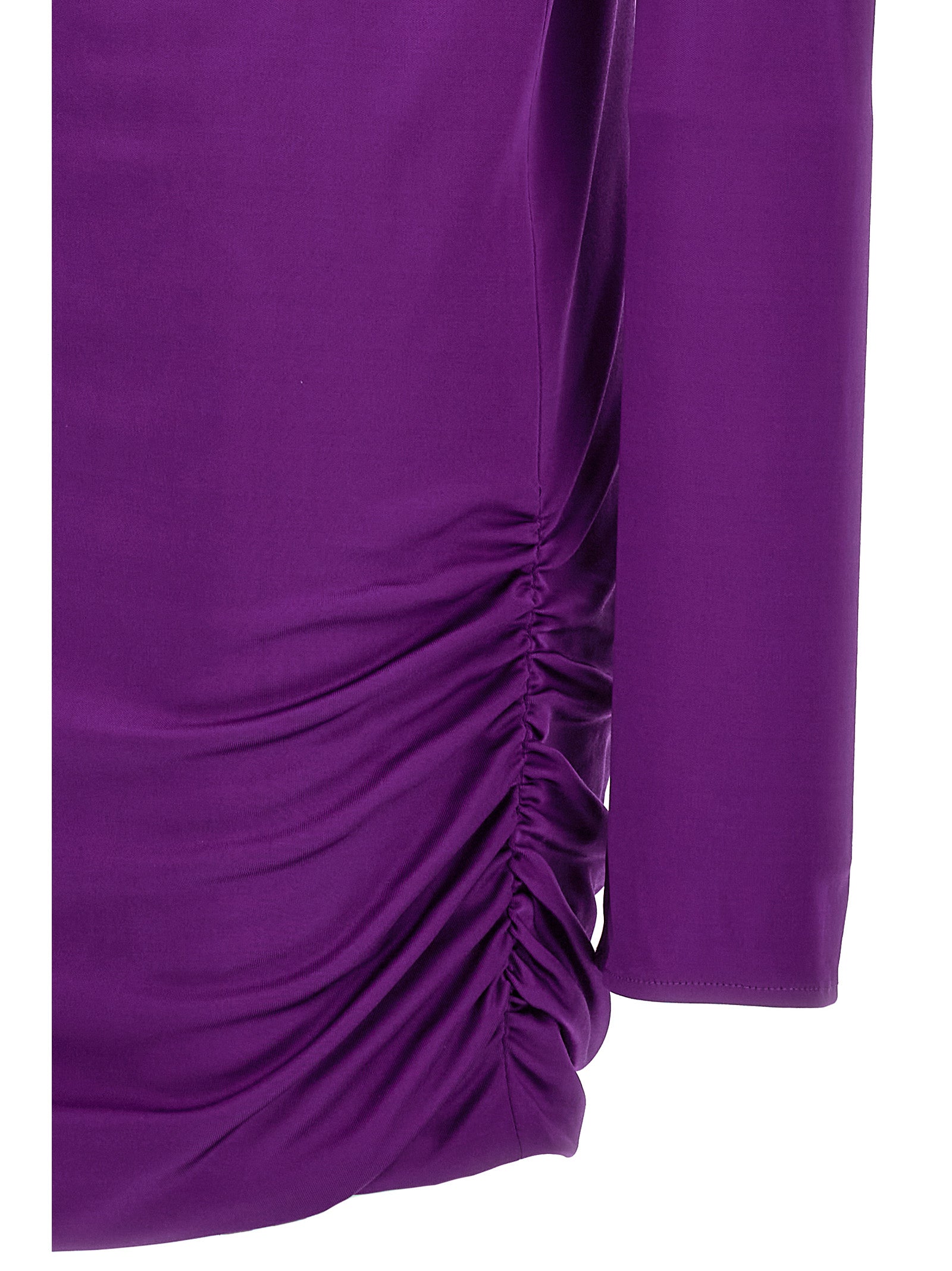 Indulge in the exquisite Versace Purple Viscose Short Dress, where luxurious craftsmanship meets striking elegance, perfect for the discerning fashion connoisseur.