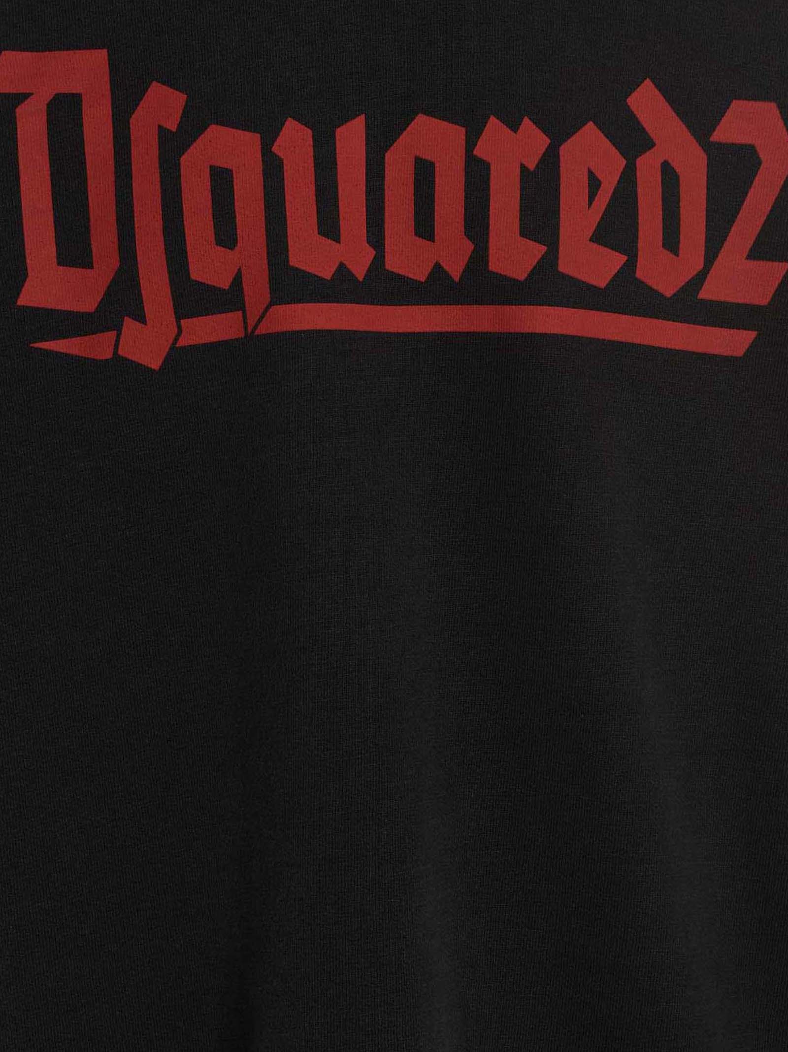 Dsquared² Black Cotton Sweatshirt - Designer Urban Luxury Couture
