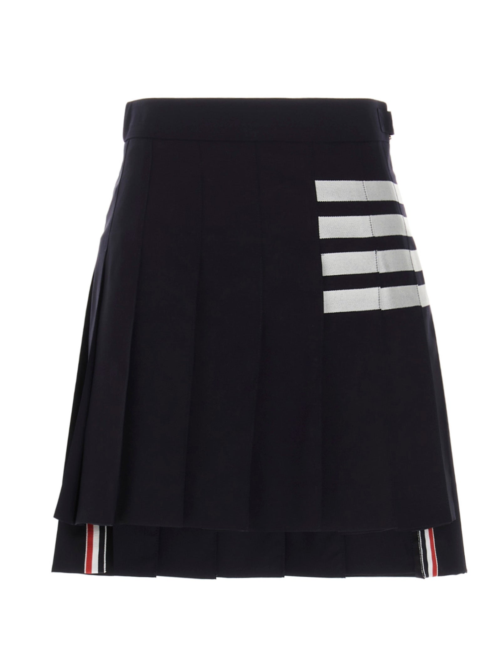 Discover the Thom Browne Blue Wool Long Skirt, a masterpiece of artisanal elegance, crafted from luxurious 100% wool for a sophisticated silhouette that captivates.