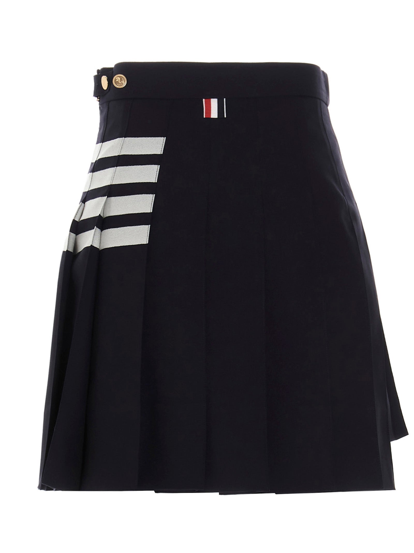 Indulge in the Thom Browne Blue Wool Long Skirt, a masterpiece of artisanal craftsmanship, where luxurious wool meets contemporary elegance for the discerning individual.