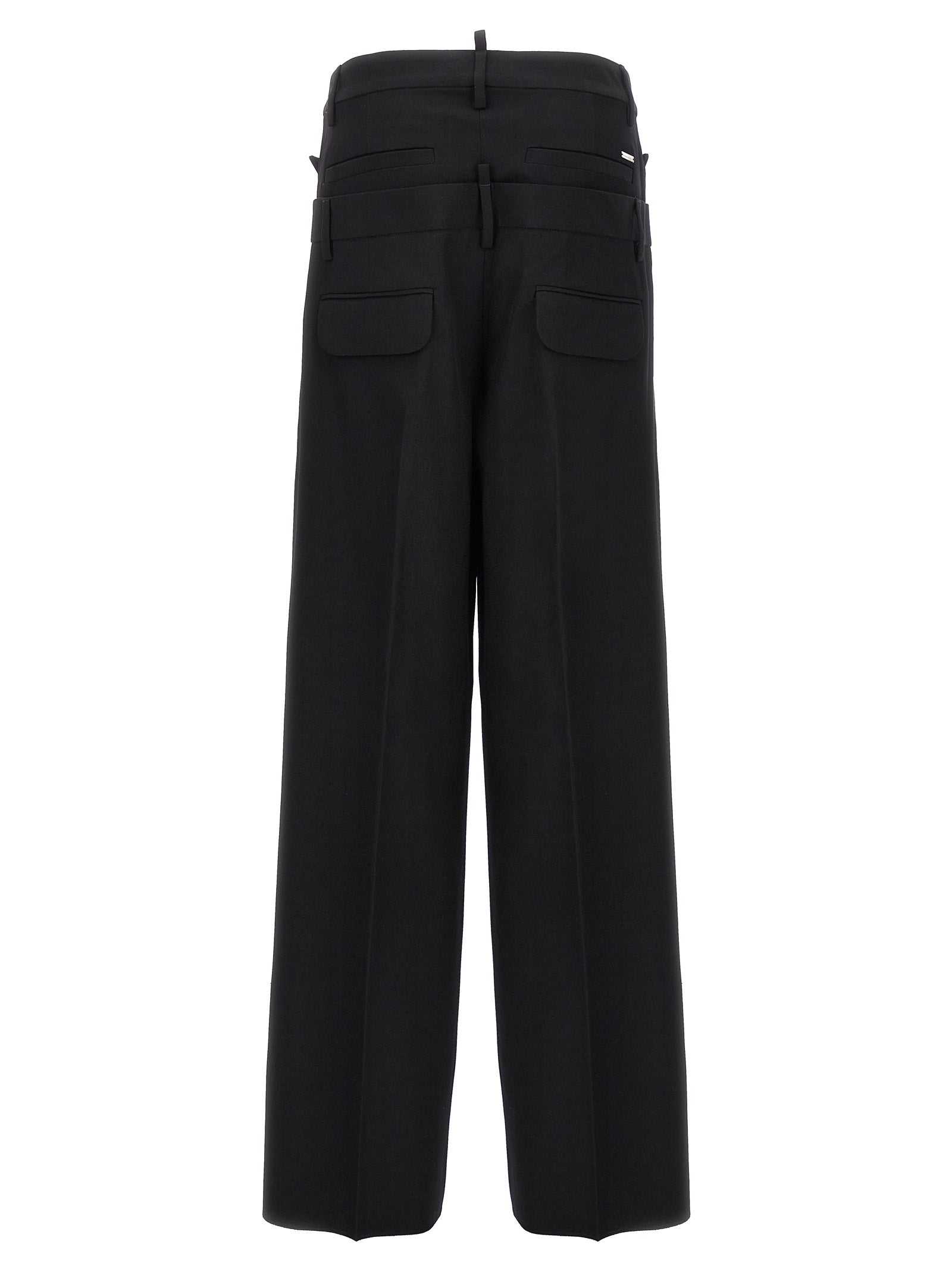 Dsquared² Black Virgin Wool Dress Pants - Designer Couture Elegance