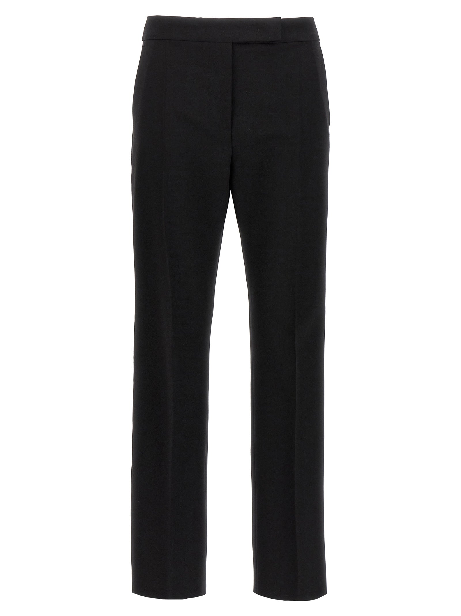Elevate your wardrobe with Max Mara's Black Virgin Wool Dress Pants, a luxurious blend of wool and mohair, epitomizing Italian craftsmanship and timeless elegance.