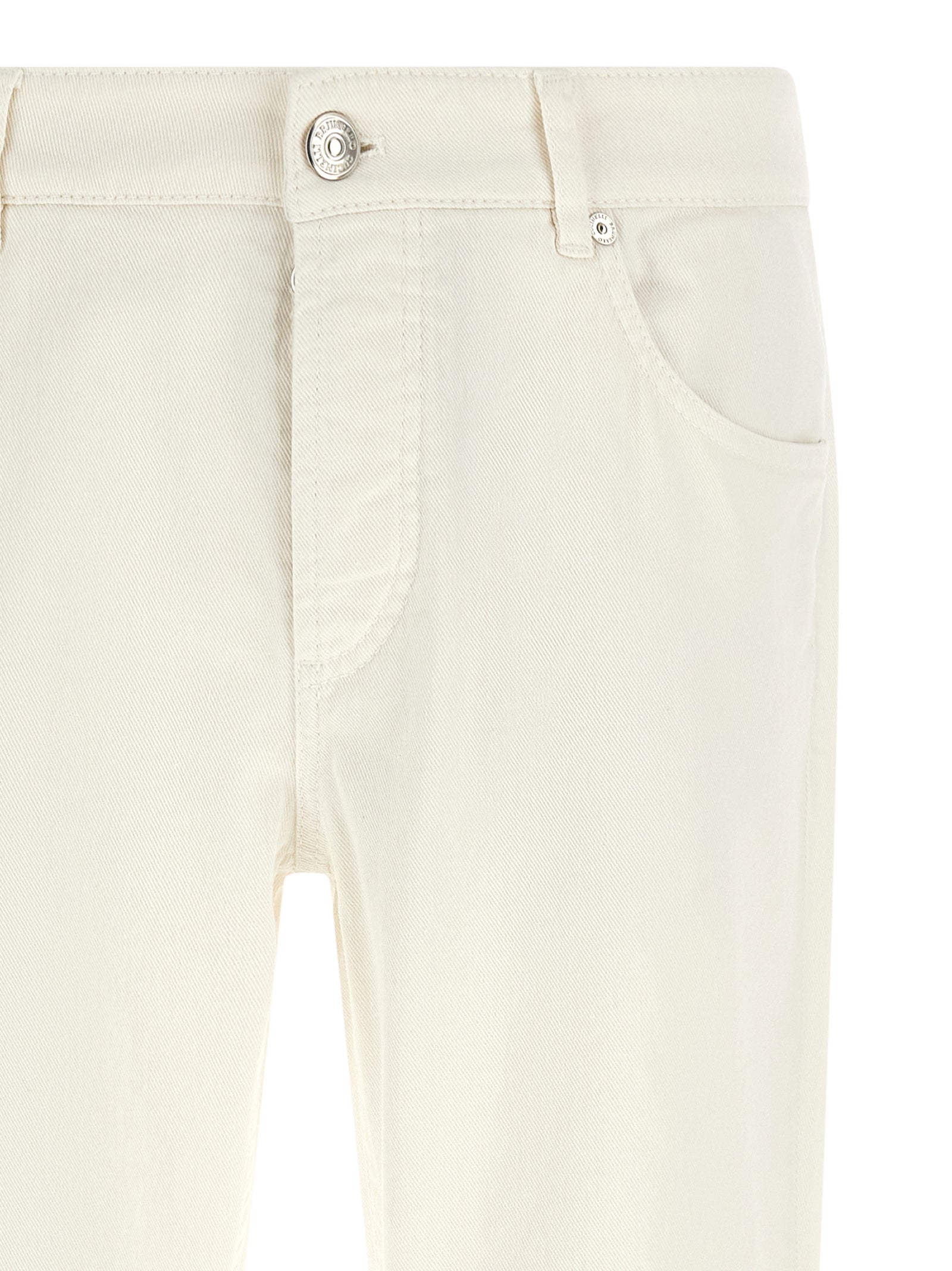 Brunello Cucinelli White Cotton Jeans - Artisanal Luxury Fashion