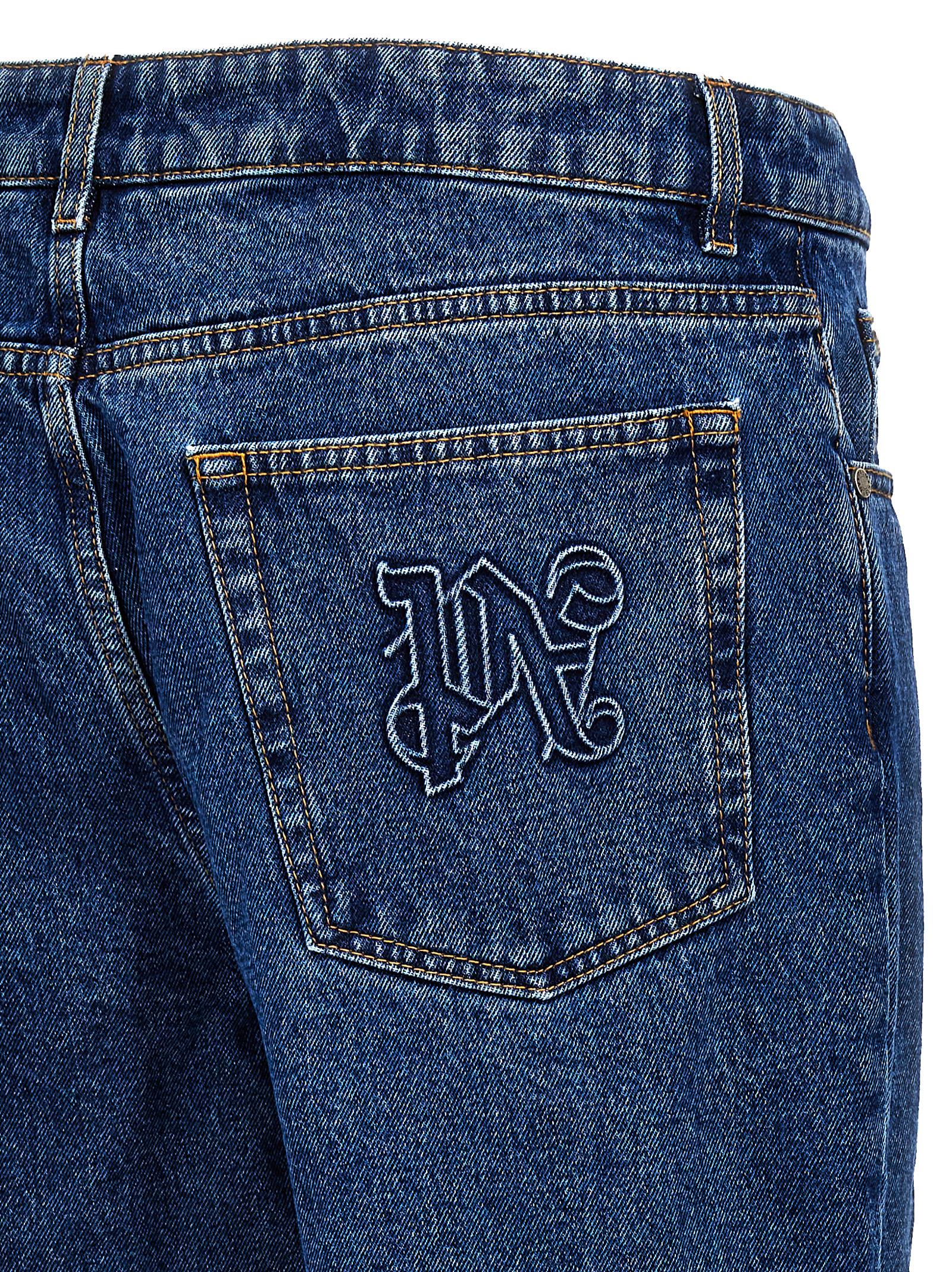 Elevate your wardrobe with Palm Angels Blue Cotton Straight-Leg Jeans, where exquisite craftsmanship meets timeless sophistication for the discerning individual.