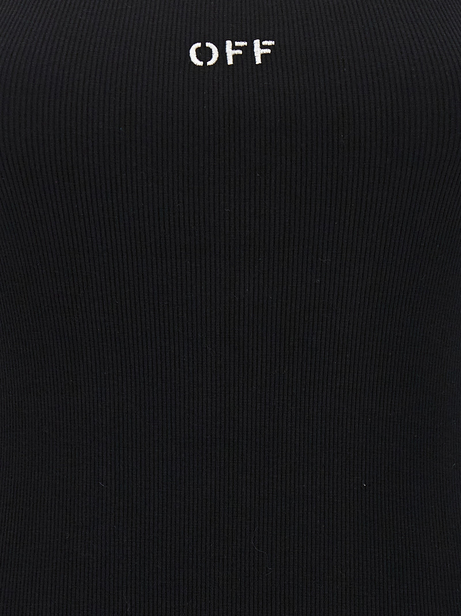 Elevate your style with the Off-White Black Cotton Short Dress, a luxurious blend of cotton and elastane, embodying modern elegance and sophistication for every occasion.