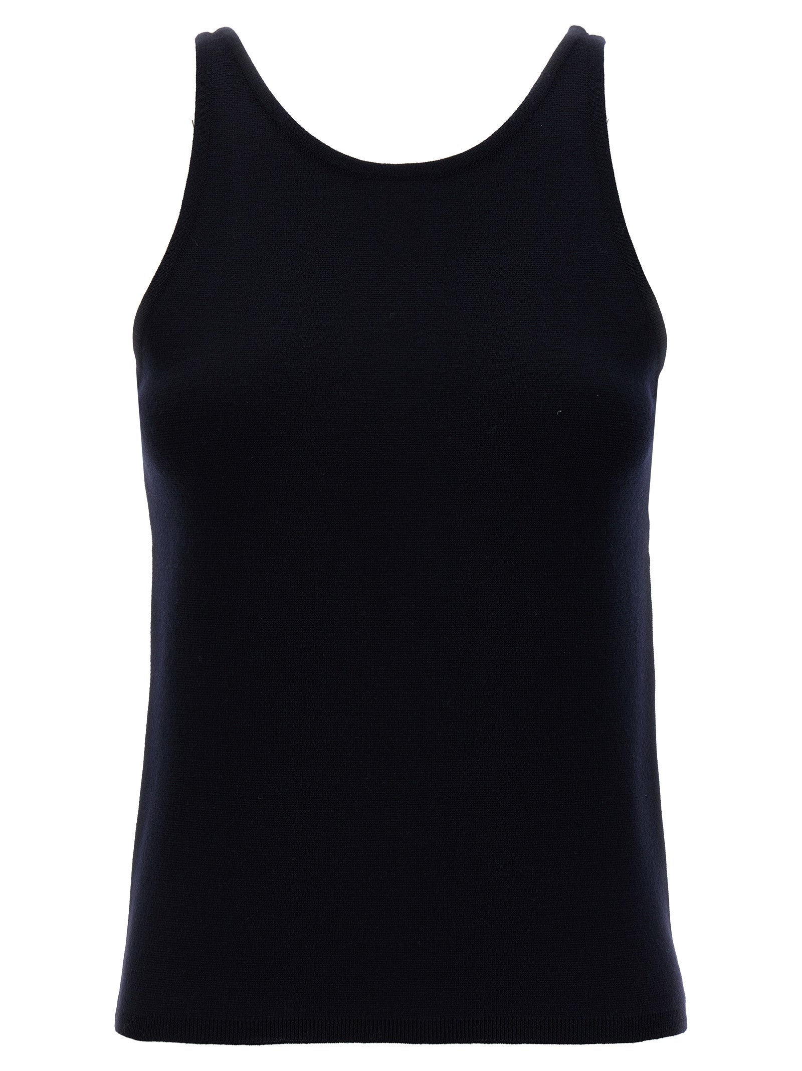 Indulge in the elegance of the Max Mara Blue Virgin Wool Tank Top, a luxurious blend of comfort and sophistication, perfect for any refined wardrobe.