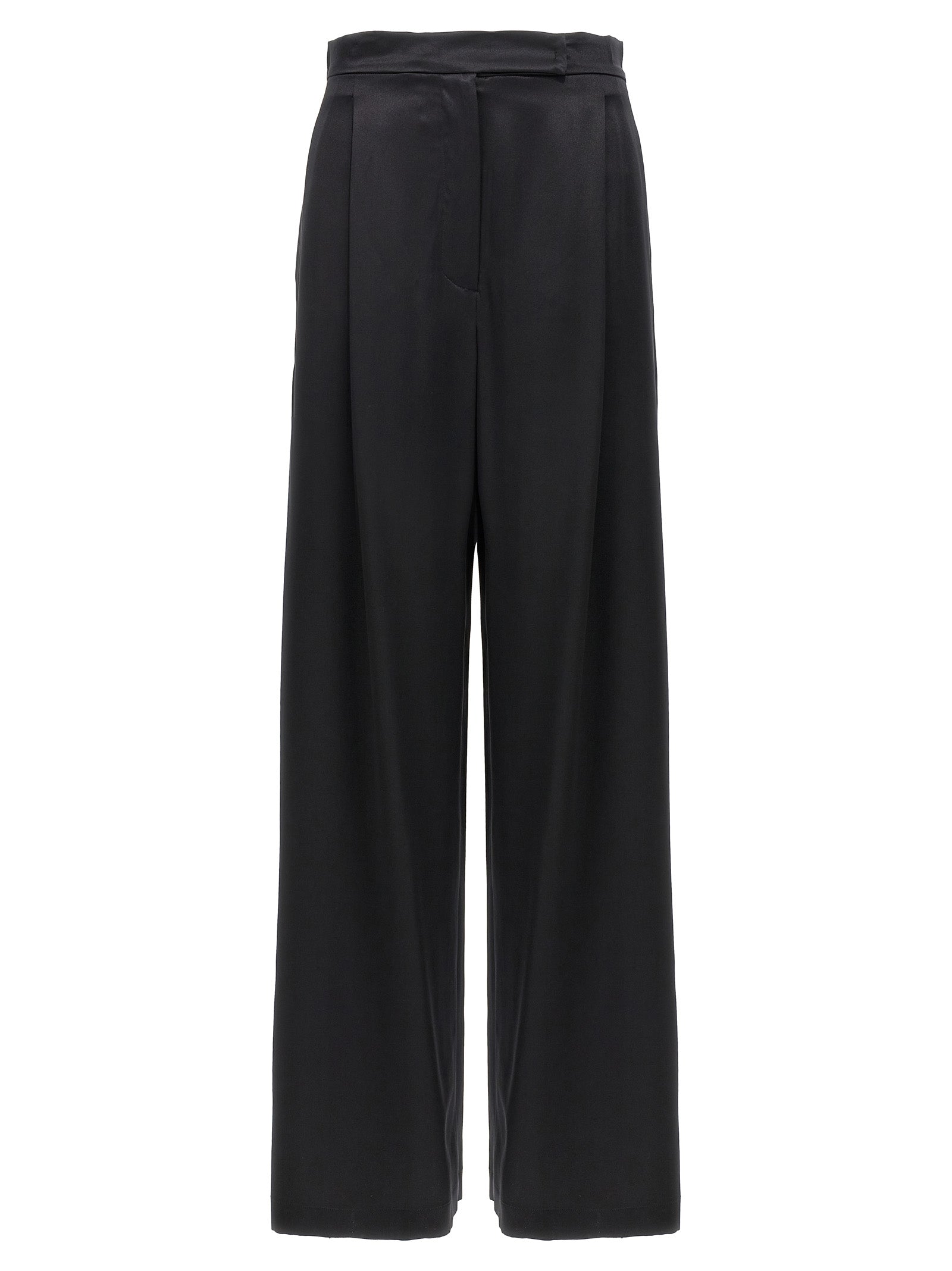 Experience the epitome of elegance with Max Mara's Black Silk Casual Pants, crafted from luxurious silk to elevate your style with effortless sophistication.