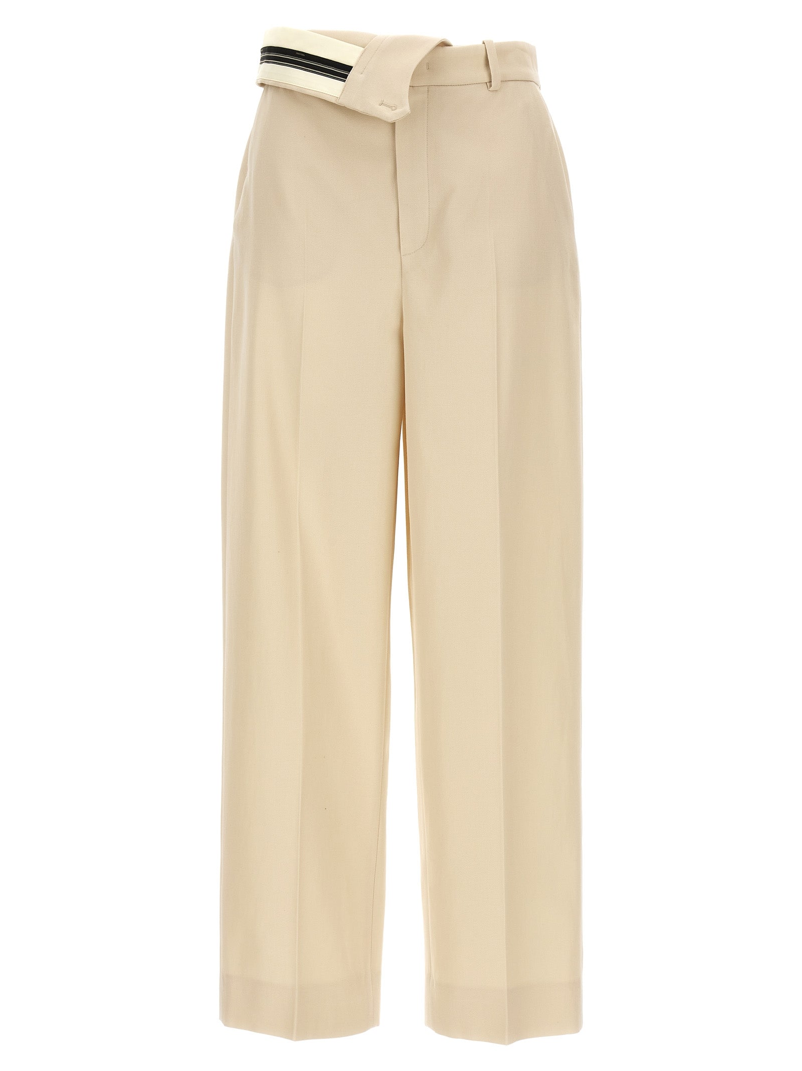 Fendi Beige Wool Casual Pants - Artisanal Luxury Excellence