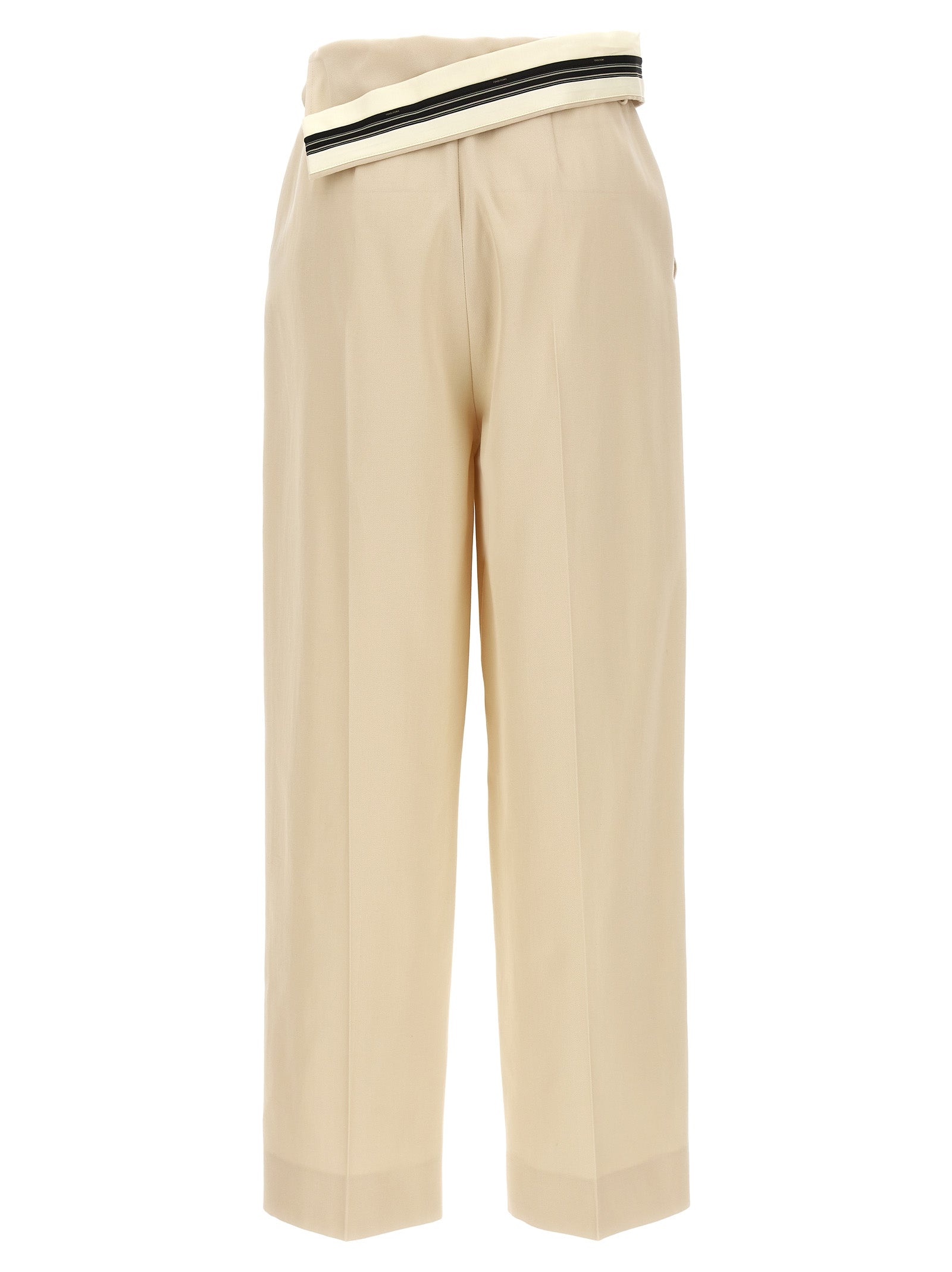 Fendi Beige Wool Casual Pants - Artisanal Luxury Excellence
