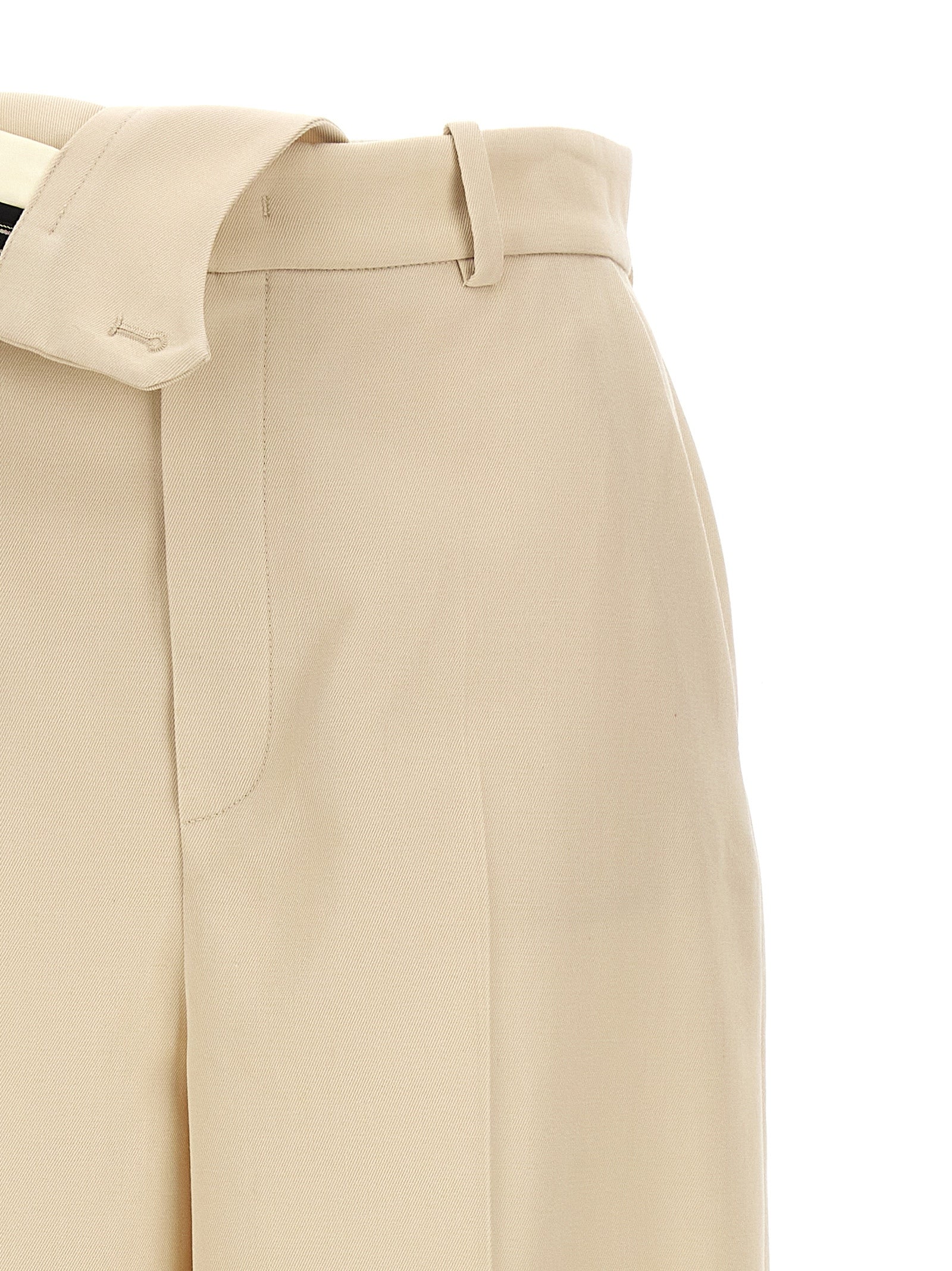 Fendi Beige Wool Casual Pants - Artisanal Luxury Excellence