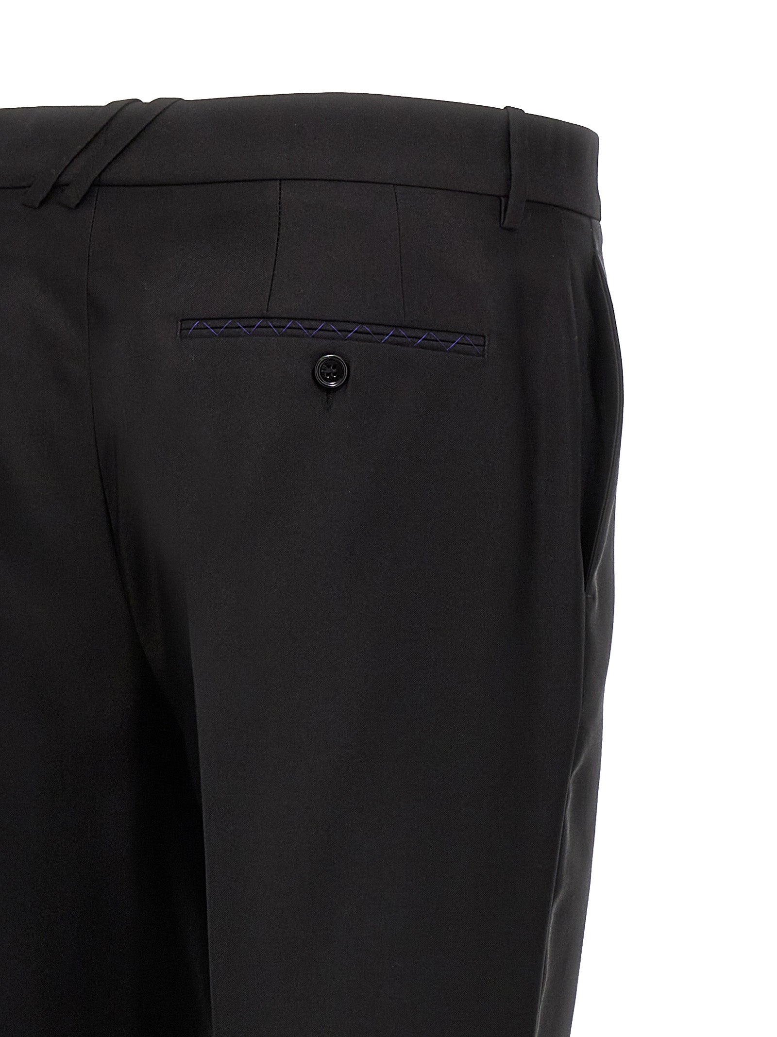 Burberry Black Virgin Wool Dress Pants - Artisanal Luxury Couture