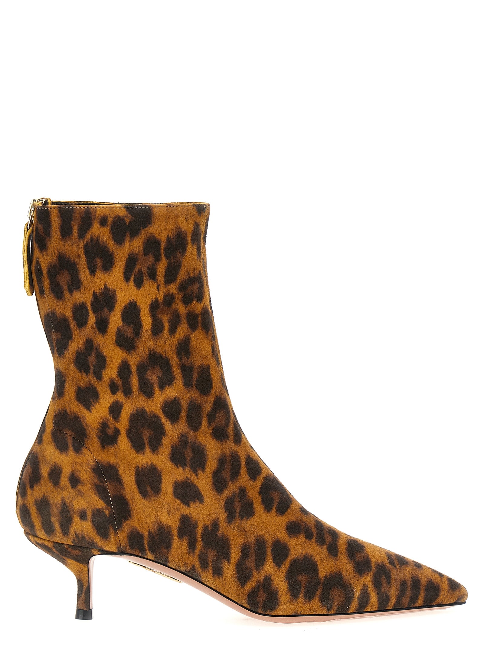 Step into the realm of luxury with Aquazzura's Montmartre leopard ankle boots, crafted from sumptuous suede, embodying elegance and bold sophistication for the discerning individual.