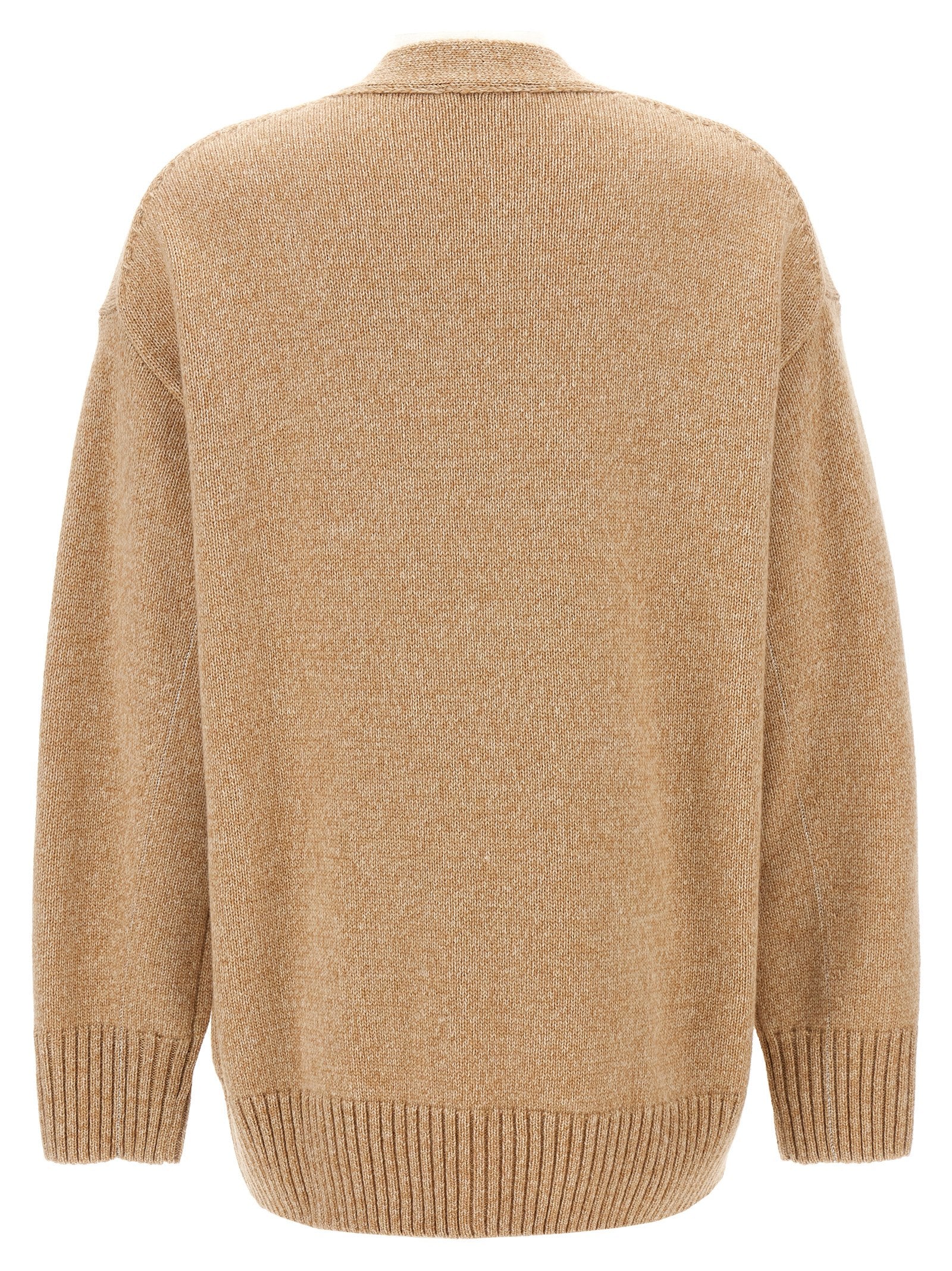 Elevate your style with the PACO RABANNE Beige Wool Cardigan, a luxurious blend of wool and cashmere, embodying artisanal craftsmanship and timeless elegance.