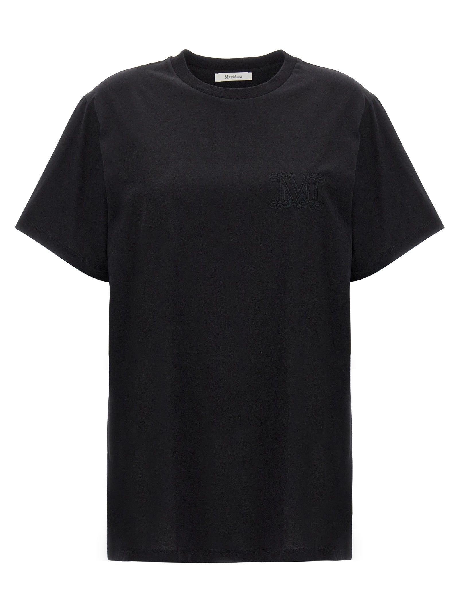 Elevate your style with the Max Mara Black Cotton T-Shirt, a luxurious staple crafted from premium cotton, embodying sophistication and timeless elegance for the discerning individual.