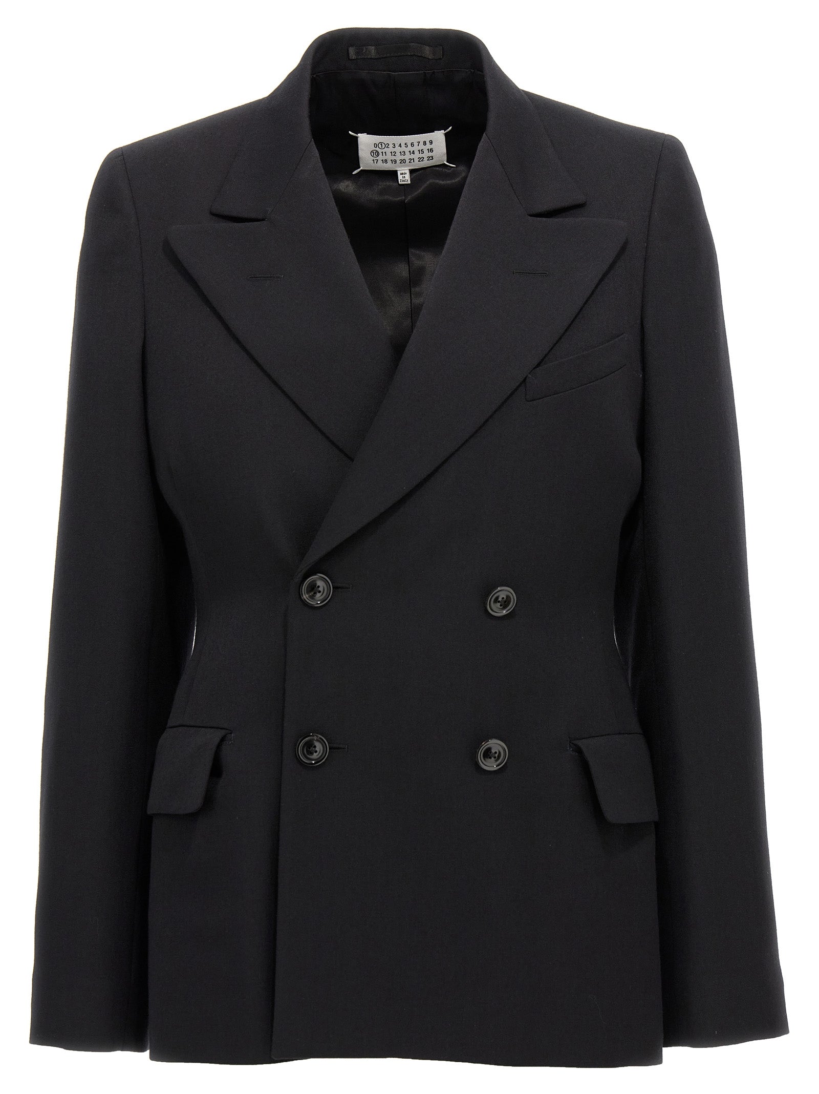 Discover the Maison Margiela Black Wool Blazer, a masterpiece of artisanal elegance crafted from 100% wool, perfect for those who embody sophistication and allure.