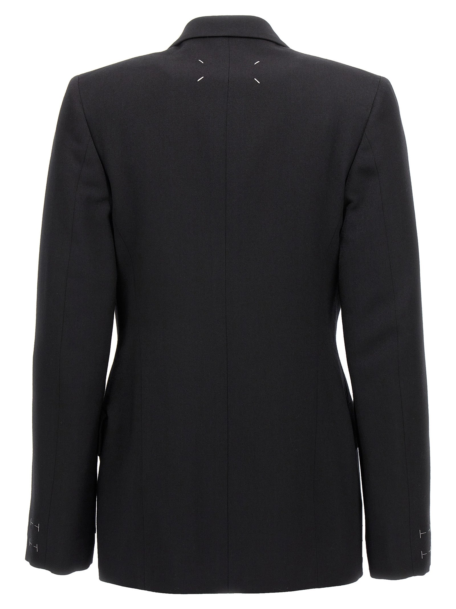 Discover the Maison Margiela Black Wool Blazer, an embodiment of artisanal elegance crafted from luxurious 100% wool, perfect for elevating any sophisticated ensemble.