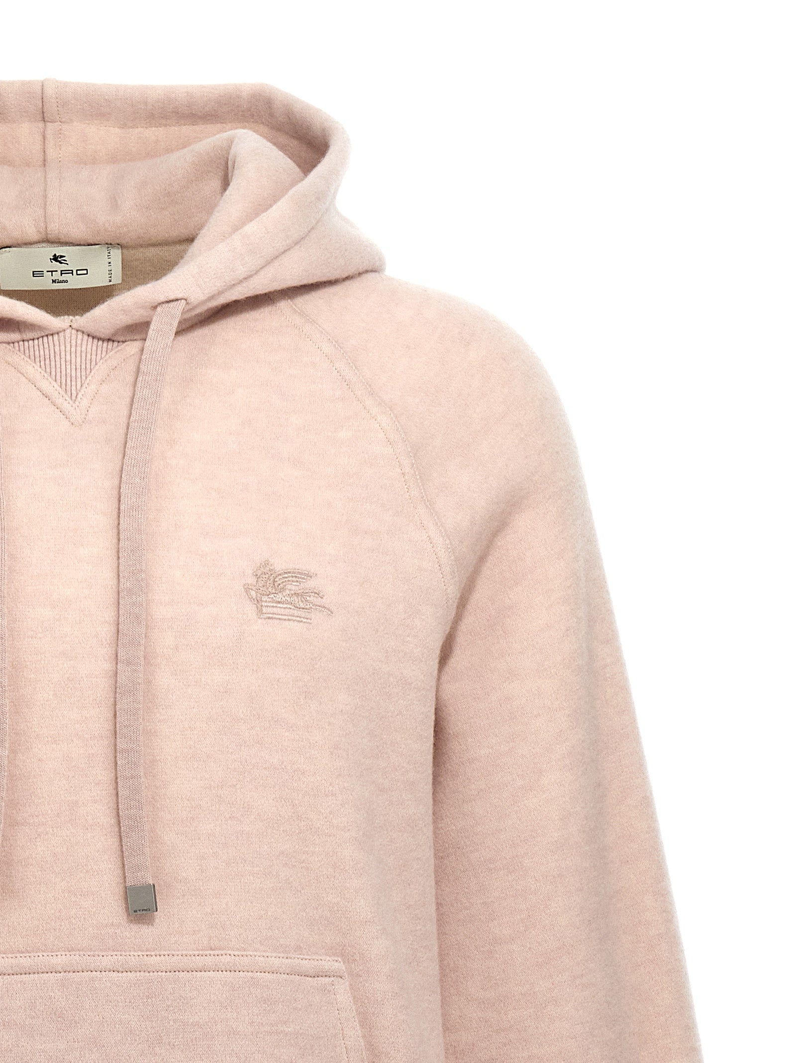 Experience the artisanal luxury of the Etro Beige Wool Sweatshirt, crafted in Italy from a sumptuous wool blend, embodying elegance and comfort for the discerning individual.