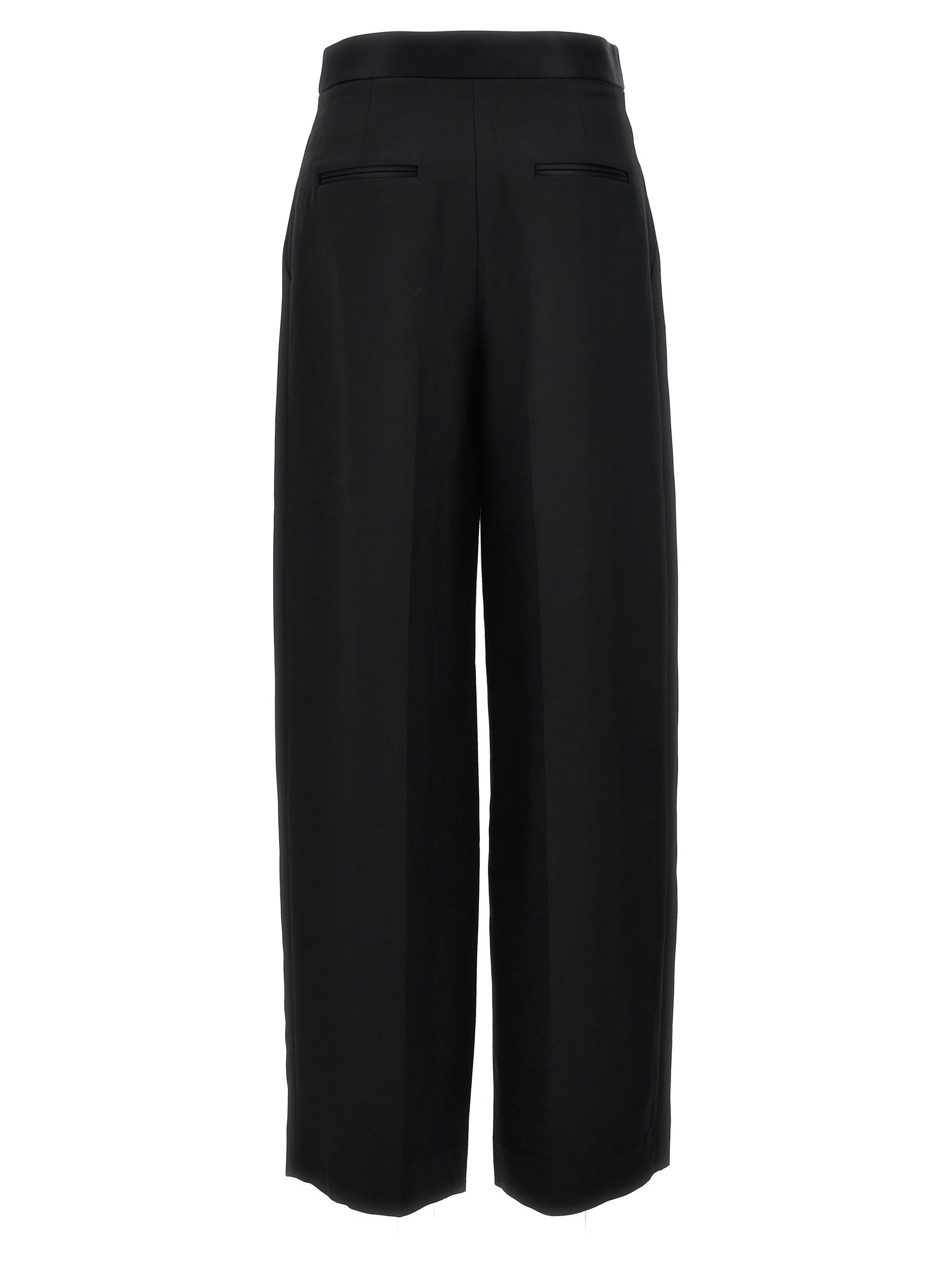 Elevate your wardrobe with Khaite's Black Viscose Casual Pants, a luxurious blend of comfort and sophistication, perfect for the discerning individual.