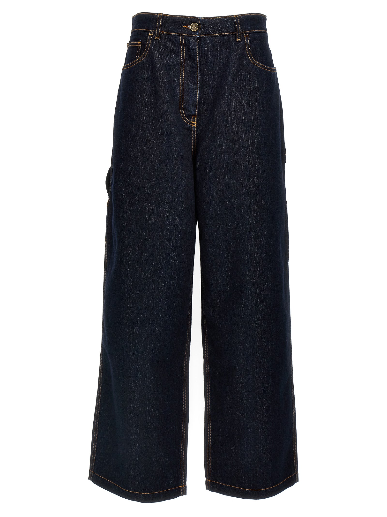 Experience the allure of Etro Blue Cotton Jeans, crafted in Italy with a chic wide leg and subtle sparkle, embodying luxury and timeless elegance for discerning tastes.