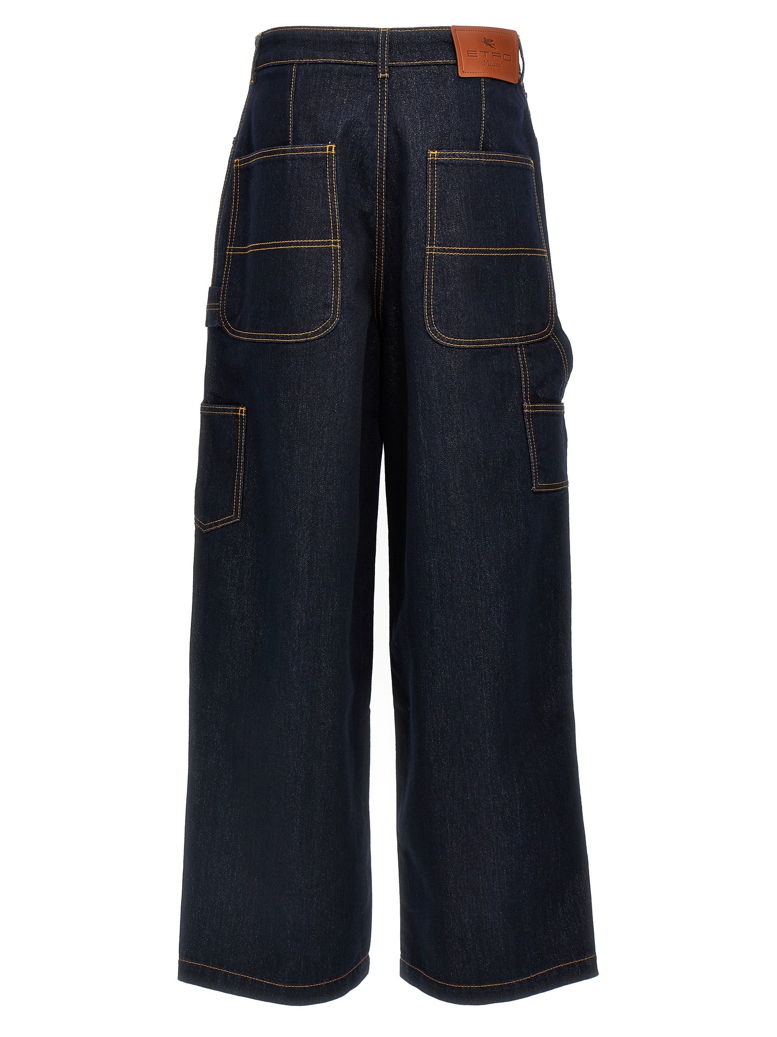 Indulge in the Etro Blue Cotton Jeans, a luxurious blend of craftsmanship and style, featuring a bold wide leg and subtle sparkle for the discerning fashion connoisseur.