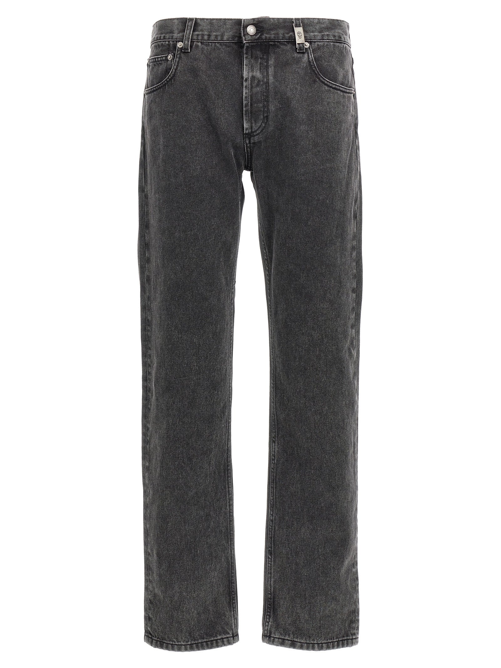Indulge in the exquisite Alexander McQueen Black Cotton Straight-Leg Jeans, where luxurious craftsmanship meets timeless elegance for the discerning fashion connoisseur.