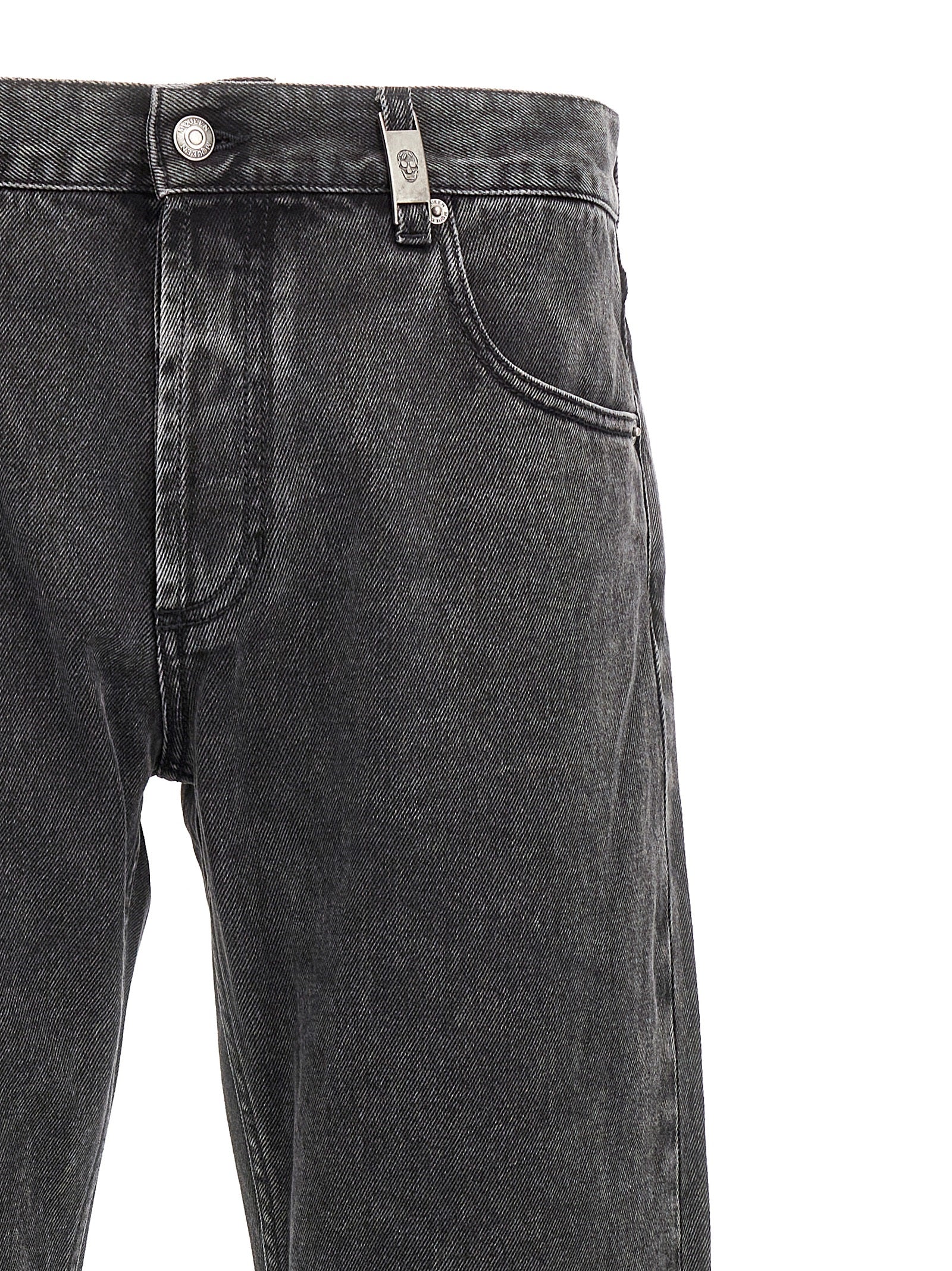 Discover the exquisite Alexander McQueen Black Cotton Straight-Leg Jeans, a timeless blend of luxury and style, crafted for those who command attention and embrace elegance.